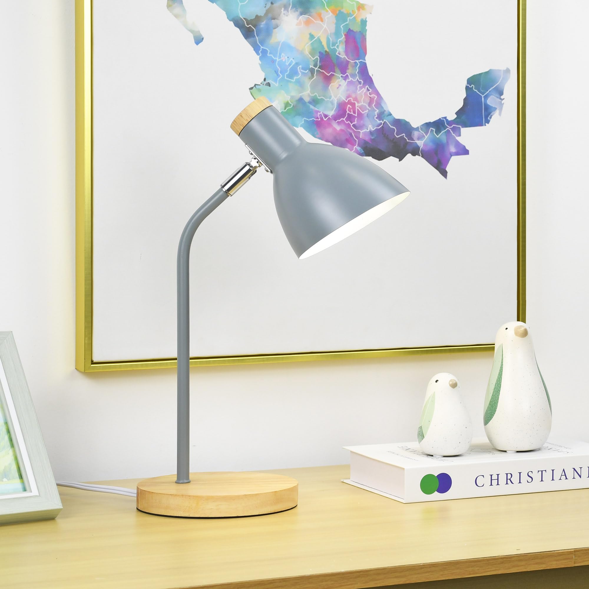 Lampwell Helle Grey Adjustable Desk Lamp - Metal, 9.69x5.91x14.88in, Ideal for Home Office, Bedrooms, Kids, Students, Model 21904