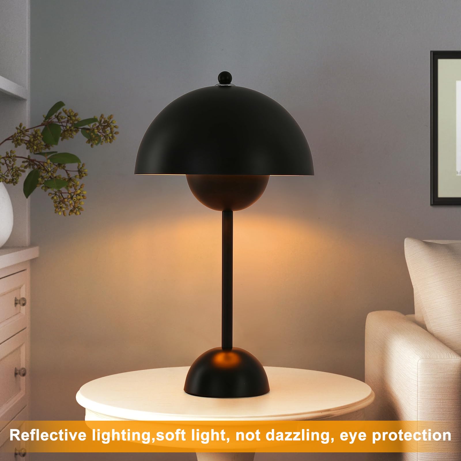 Cosylux Modern Small Table Lamp For Bedroom, Cute Dome Shade Reflecting Light Reading Lamp For Living Room, Kid'S Room, Study, O
