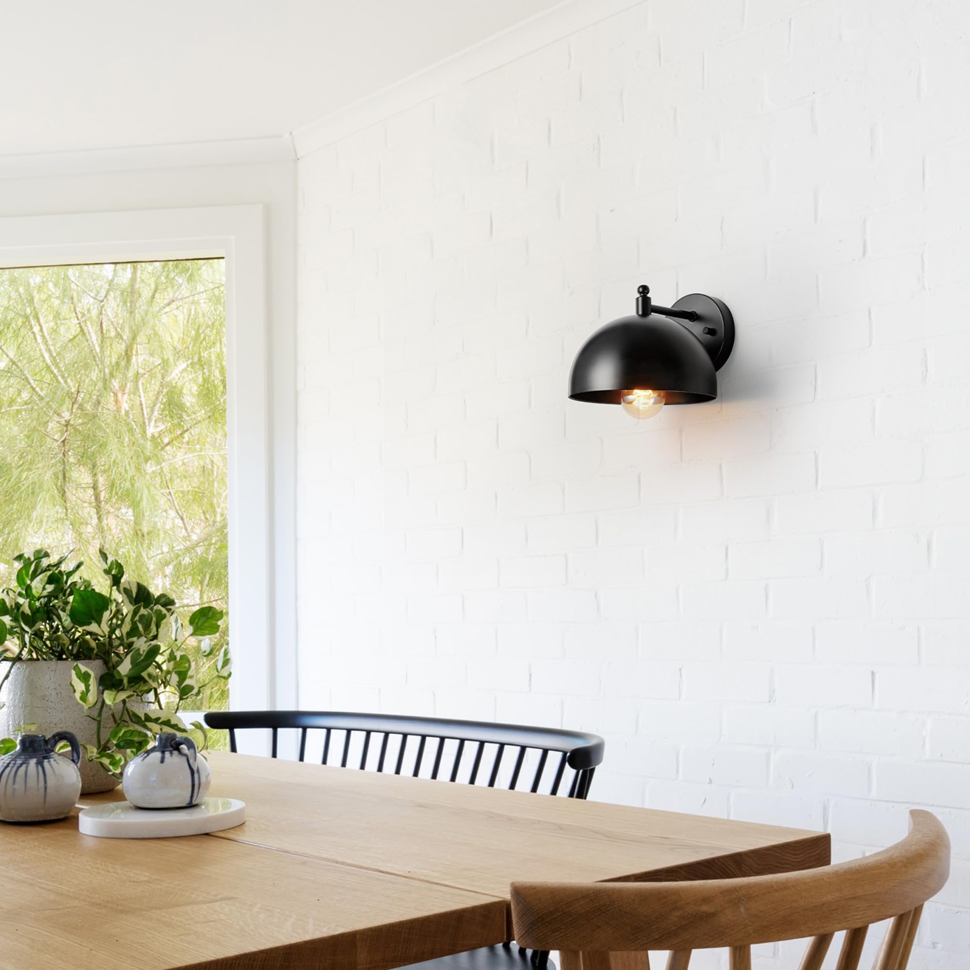 Globe Electric 65000047 1-Light Wall Sconce, Matte Black, E26 Base Socket, Wall Lights For Living Room, Home D?Or, Wall Lighting