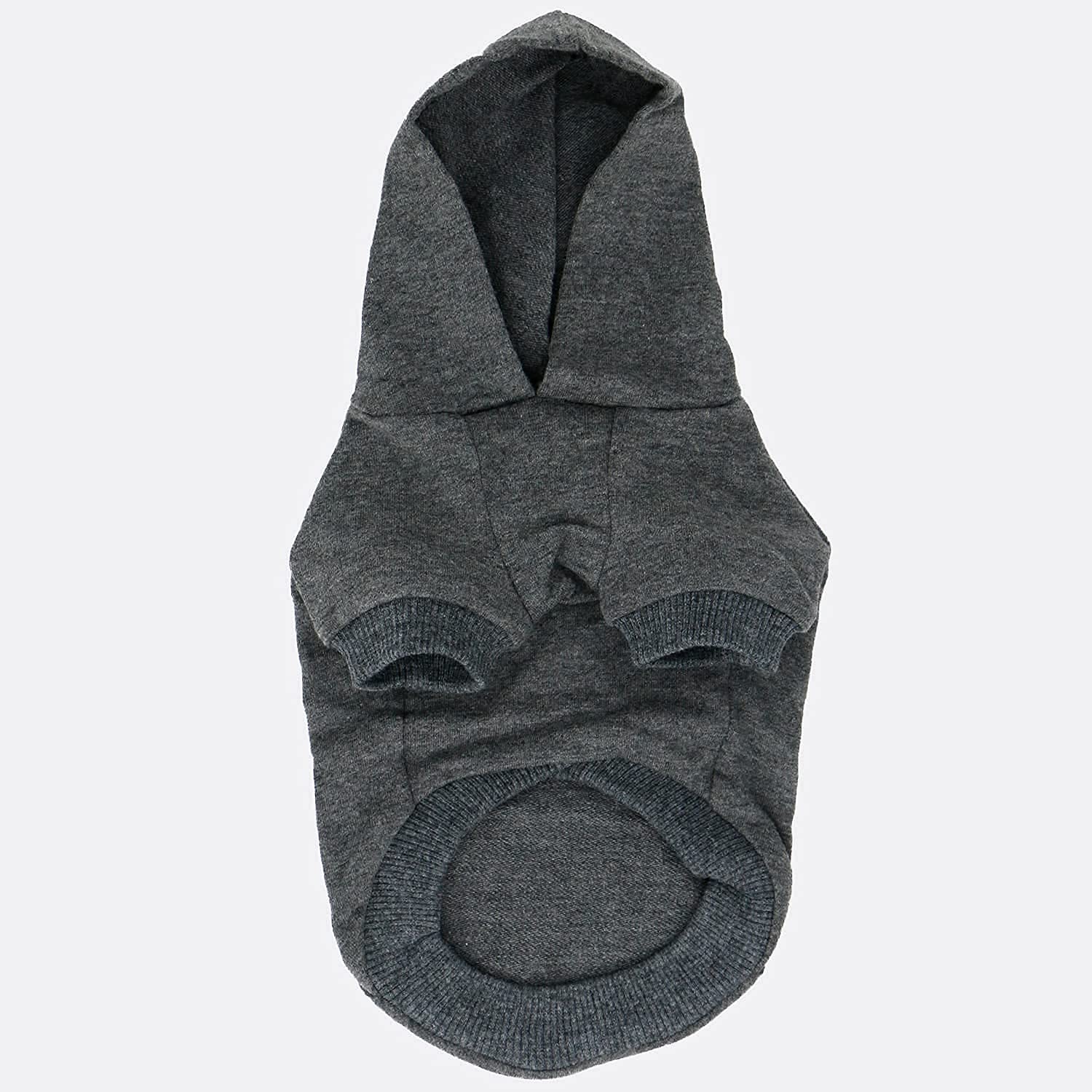 LOPHIPETS Dog Cotton Hoodie Sweatshirt for Small Dogs, 95% Cotton, Large (6.5-10 lbs), Charcoal