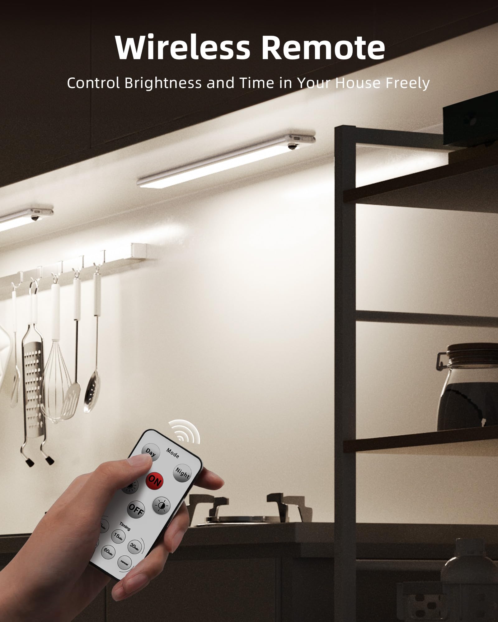 Ezvalo Under Cabinet Lights, 66 Leds Motion Sensor Light Indoor Dimmable, 4000Mah Rechargeable Closet Lights 5700K With Remote C