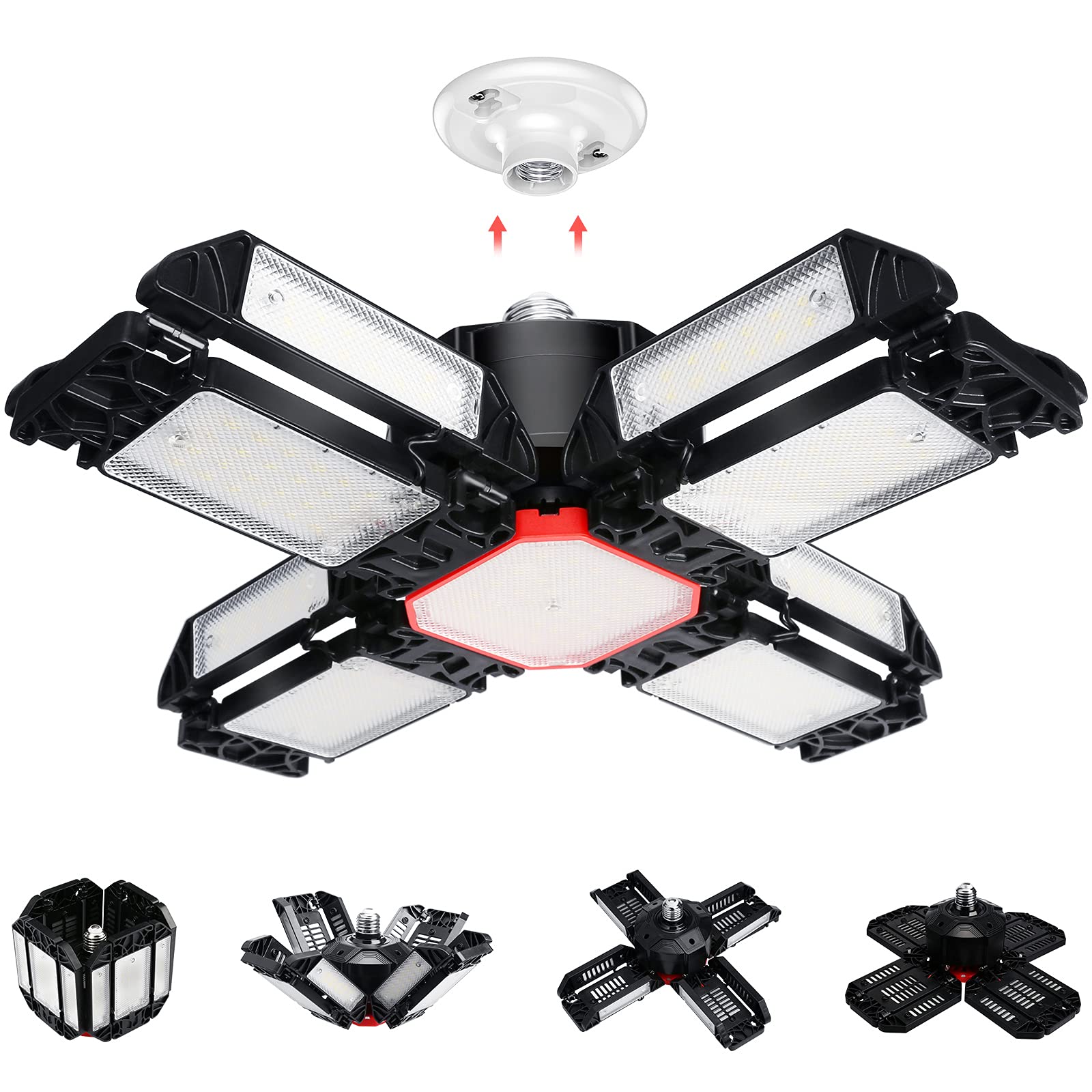 Rehave 12 Panel Led Garage Lights, 180W 18000Lm, Deformable Shop Lights For Barn & Workshop