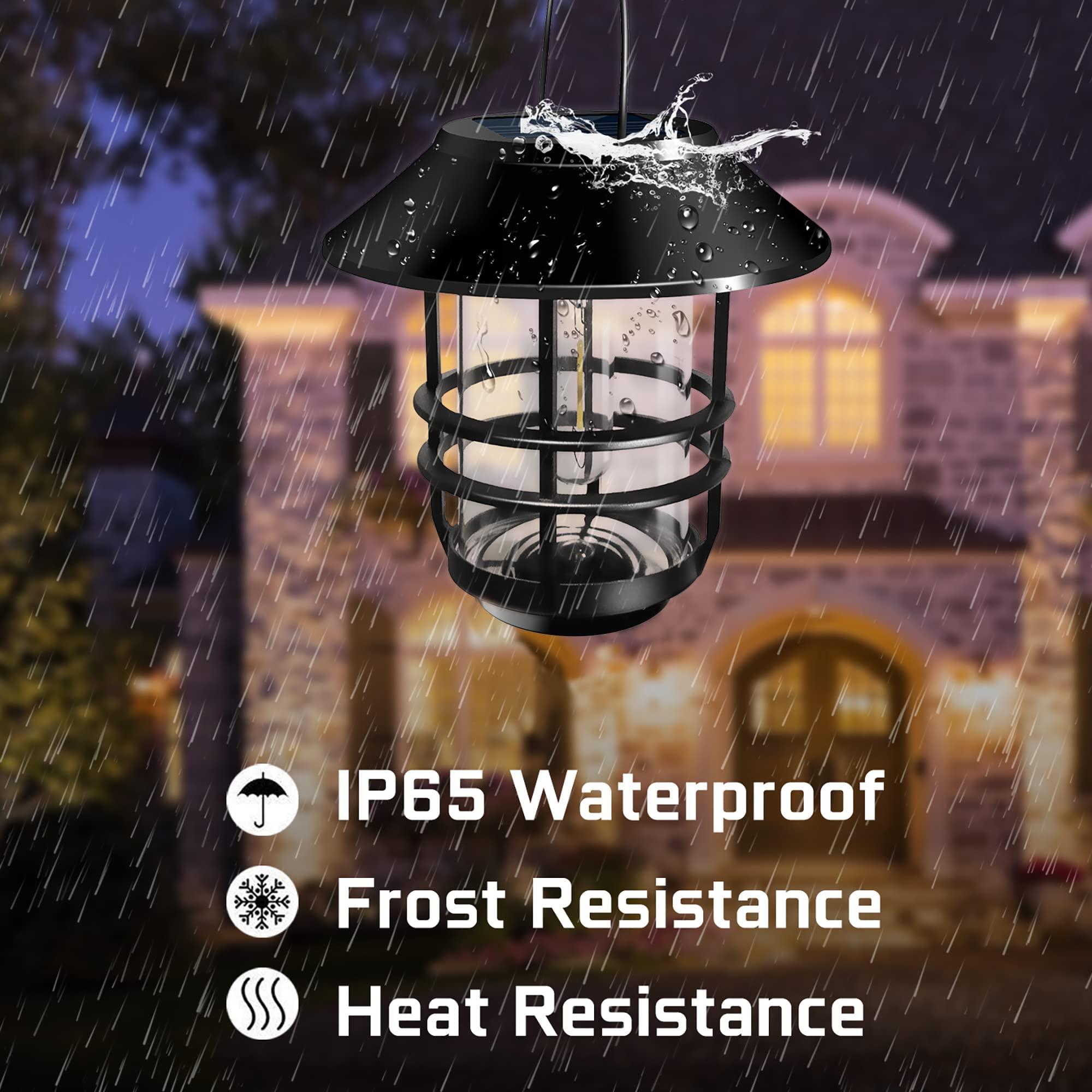 Otdair Solar Wall Lantern Outdoor, 2 Pcs Glass Solar Hanging Lantern Light Waterproof Solar Wall Sconce Light Fixture Wall Mount