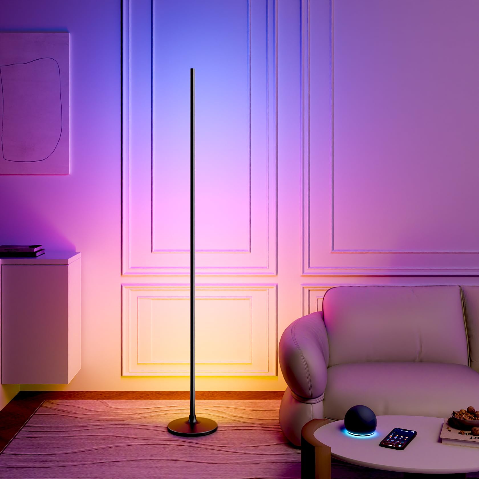 Ailofy Corner Floor Lamp, Corner Lamp Compatible With Alexa & Google Assistant, 16 Million Diy Colors, Sync With Music, App Cont