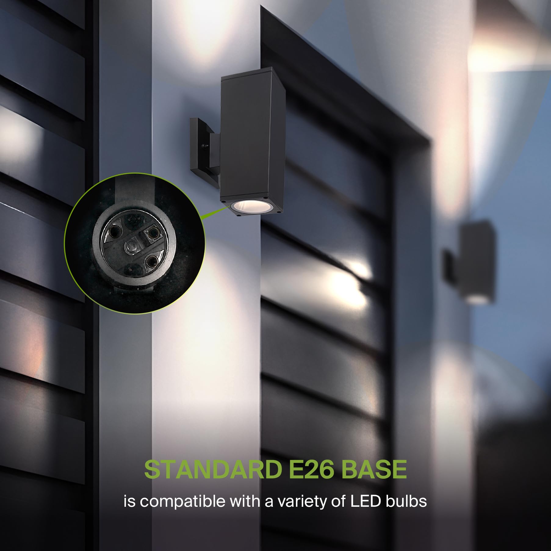 ASD 2-Way Square Cylinder Wall Light Fixture | 120W E26 Socket | Waterproof | Oil-Rubbed Bronze | Model A-OCLS-2I-2660-BZ