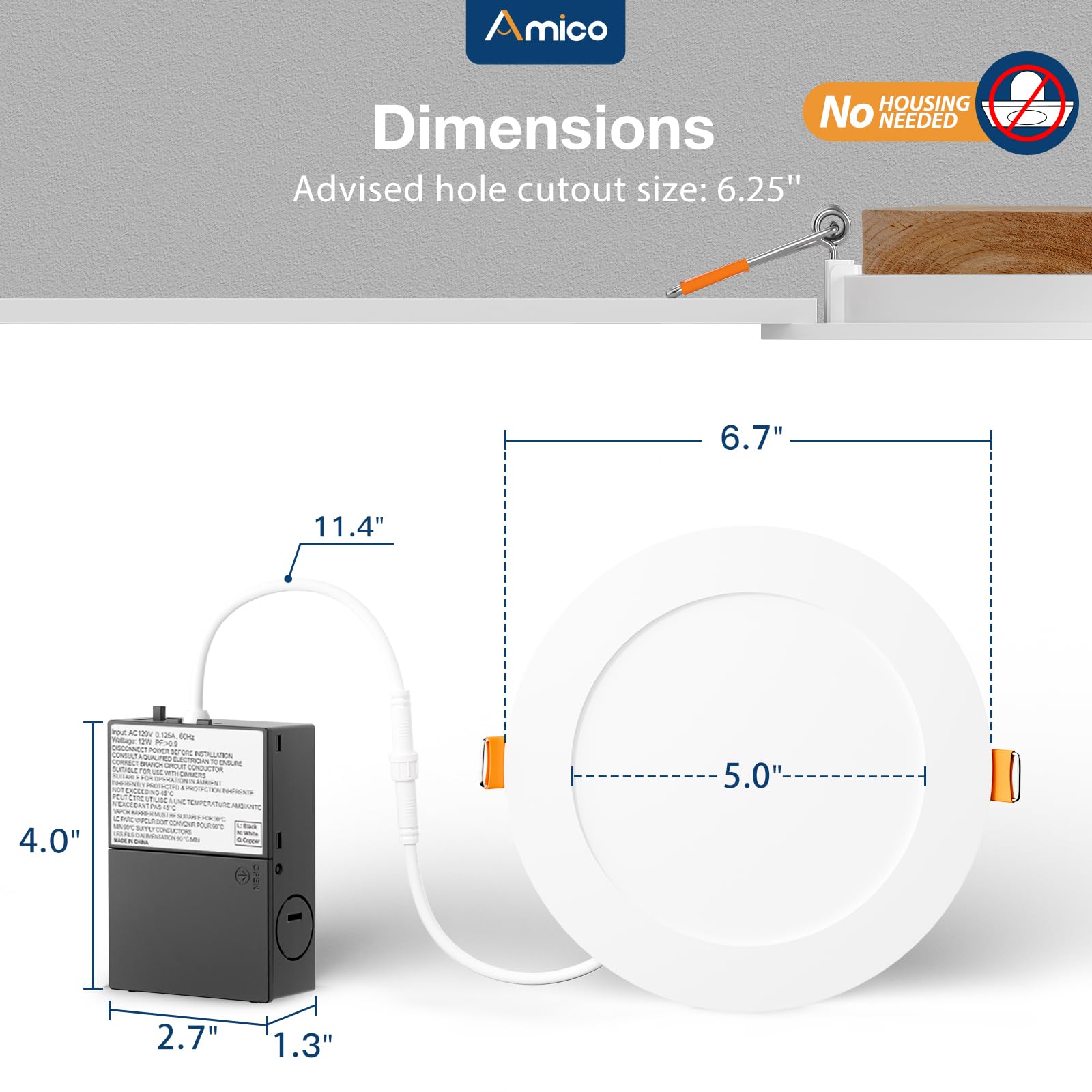 Amico 36 Pack 6 Inch Ultra-Thin LED Recessed Ceiling Light, Dimmable, 5CCT (2700K-5000K), 1050LM, Model