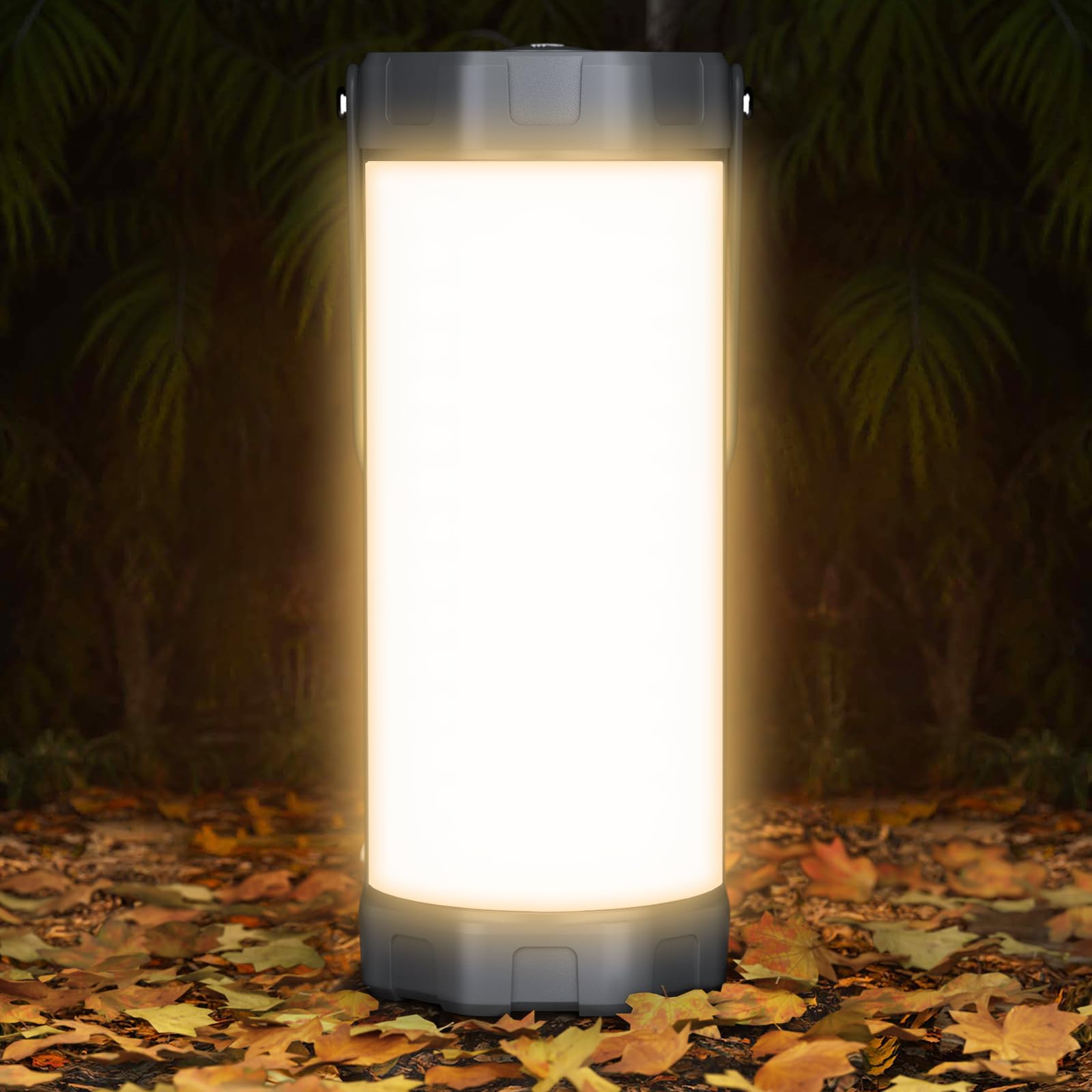 Glocusent Survival Camping Lantern, 106LED with 5 Brightness, Up to 1200LM, 3 Modes & SOS, Rechargeable for 120hrs, IP68 Waterproof, Small & Light, Emergency Light for Blackout,Hiking (Gray)