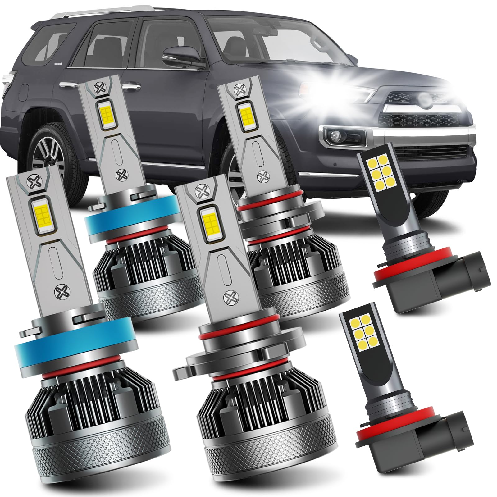 AWALITED Fog Lights Bulbs Combo Pack for 2010-2020 Toyota 4Runner, 6000K White, Plug-and-Play, Pack of 6