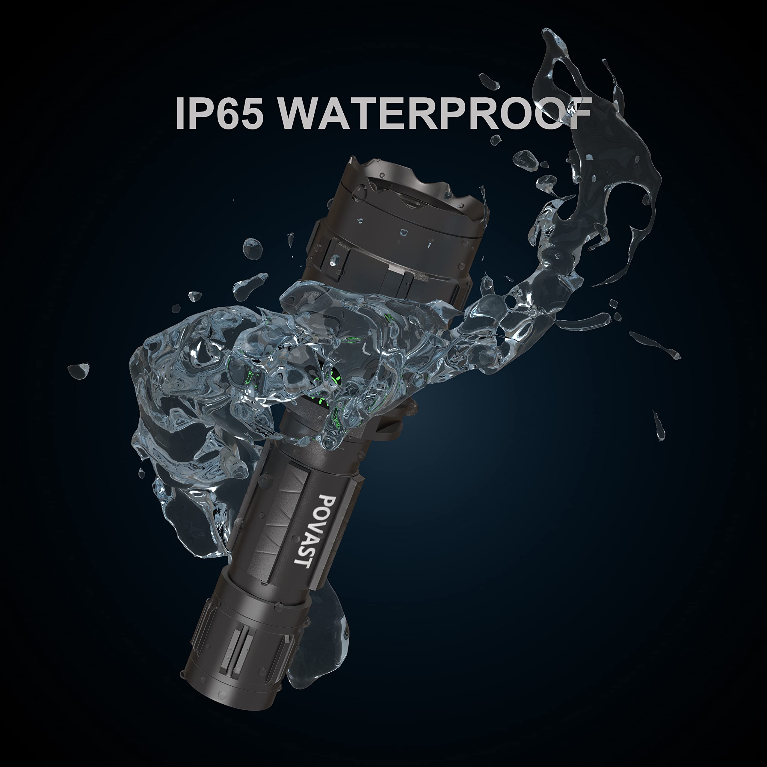 Povast Pvl2 Zoomable Green Light Rechargeable Led Flashlight, 1200 Lumens Outdoor Bright Torch Light With Battery For Hunting