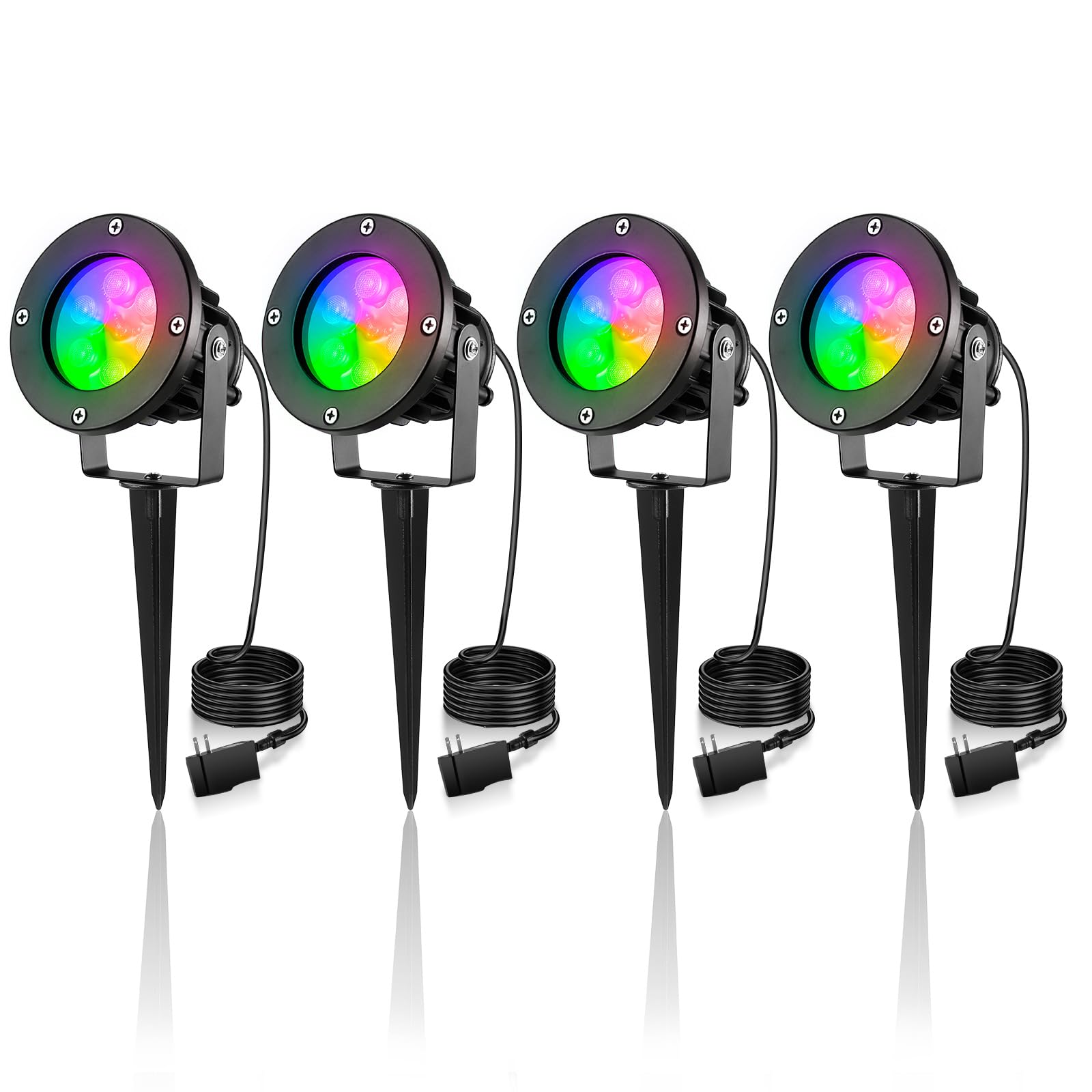 OurLeeme RGB Landscape Lights, Outdoor Spotlight with Stake,Lawn Flood Light 12W, Waterproof LED Flood Lights,Color Changing Spo
