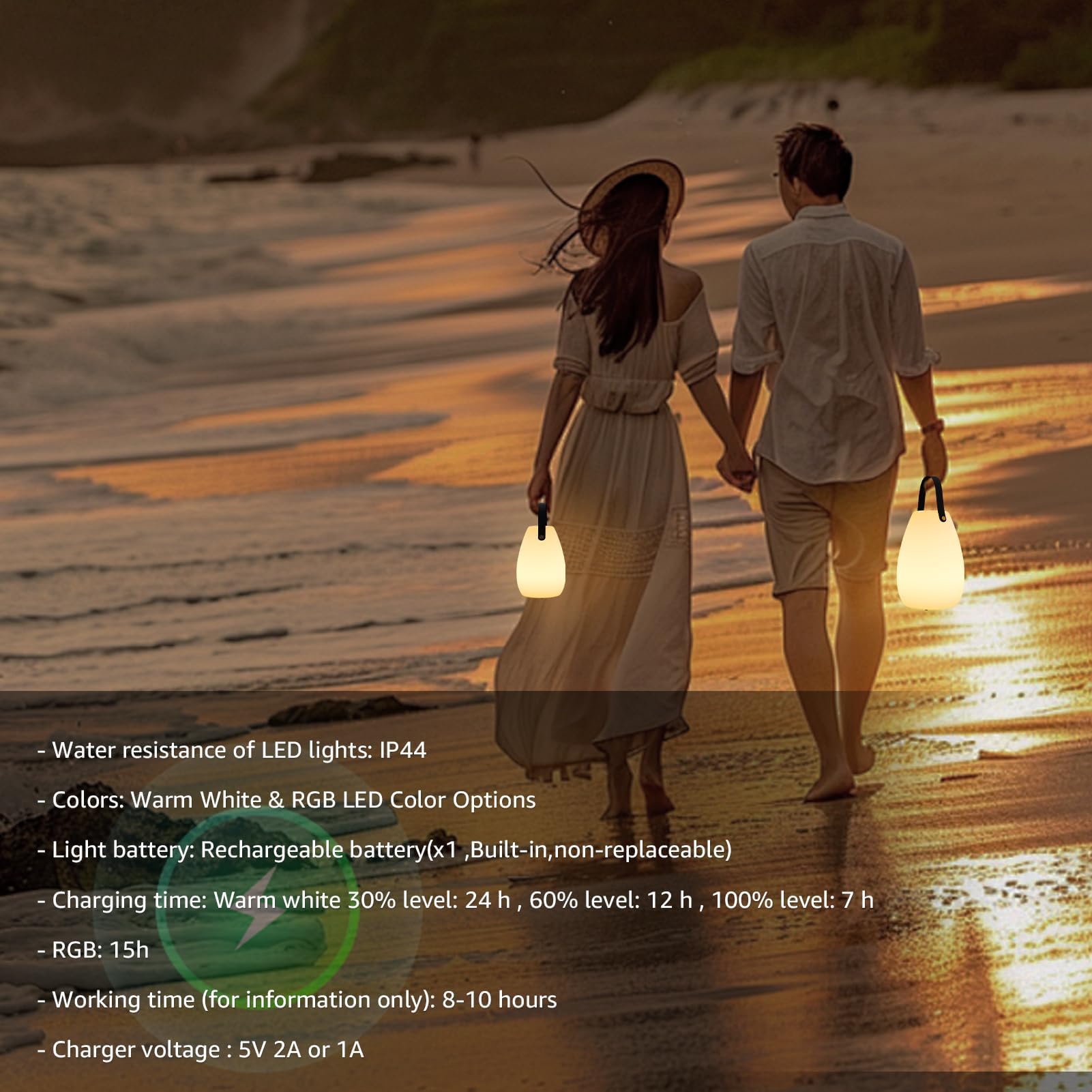 Uuffoo 2 Pack Portable Outdoor Table Lamp - Dimmable Rechargeable Night Lights W/ Remote And 7 Rgb Colors  Ip44 Water-Resistant Hanging Lantern For Patio  Tent  Bedroom  Garden  Emergency