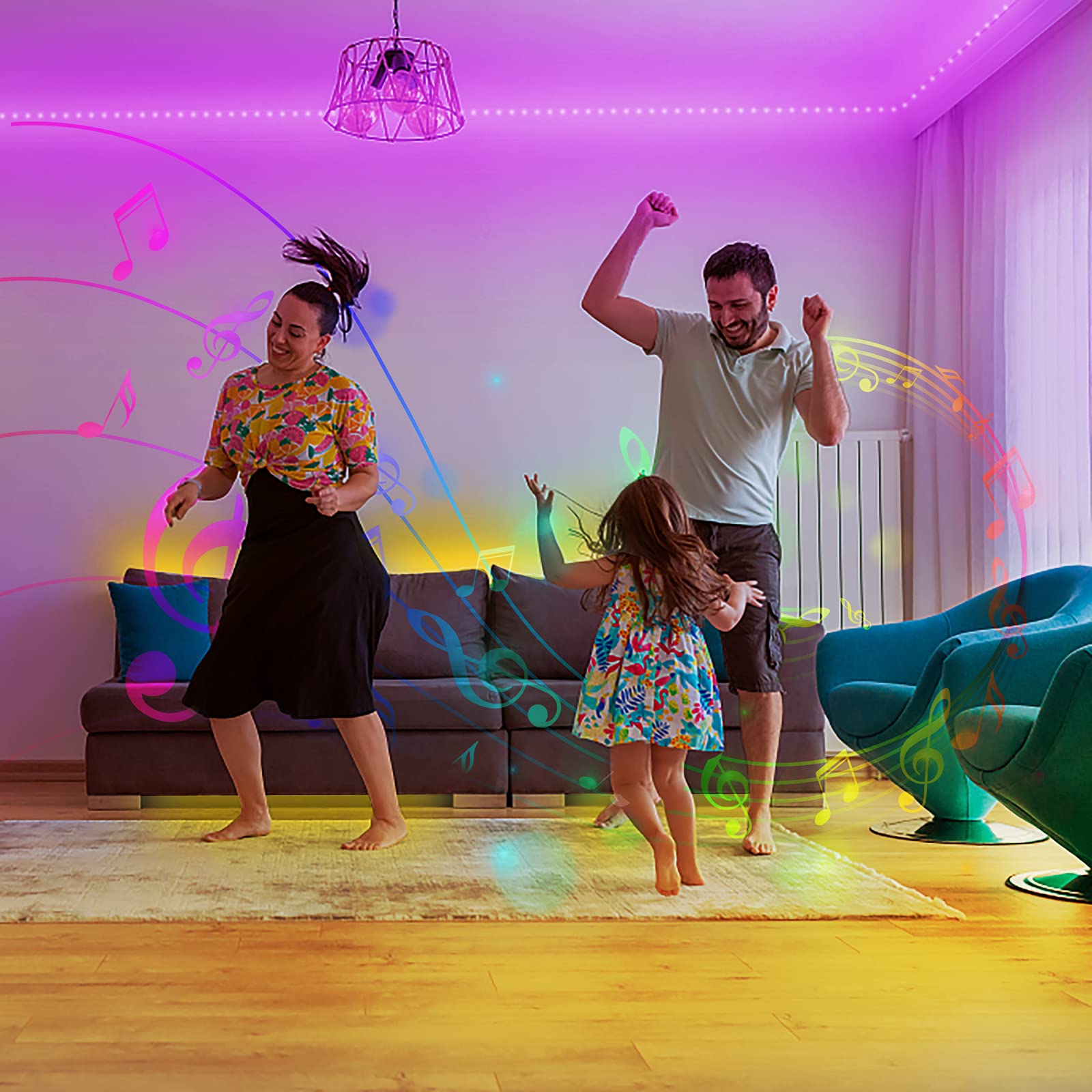 DAYBETTER LED Strip Lights 200ft, 4 Rolls of 50ft, RGB Color Changing, App & Voice Control, Multicolor, Model FLSL5045BMRGBUS