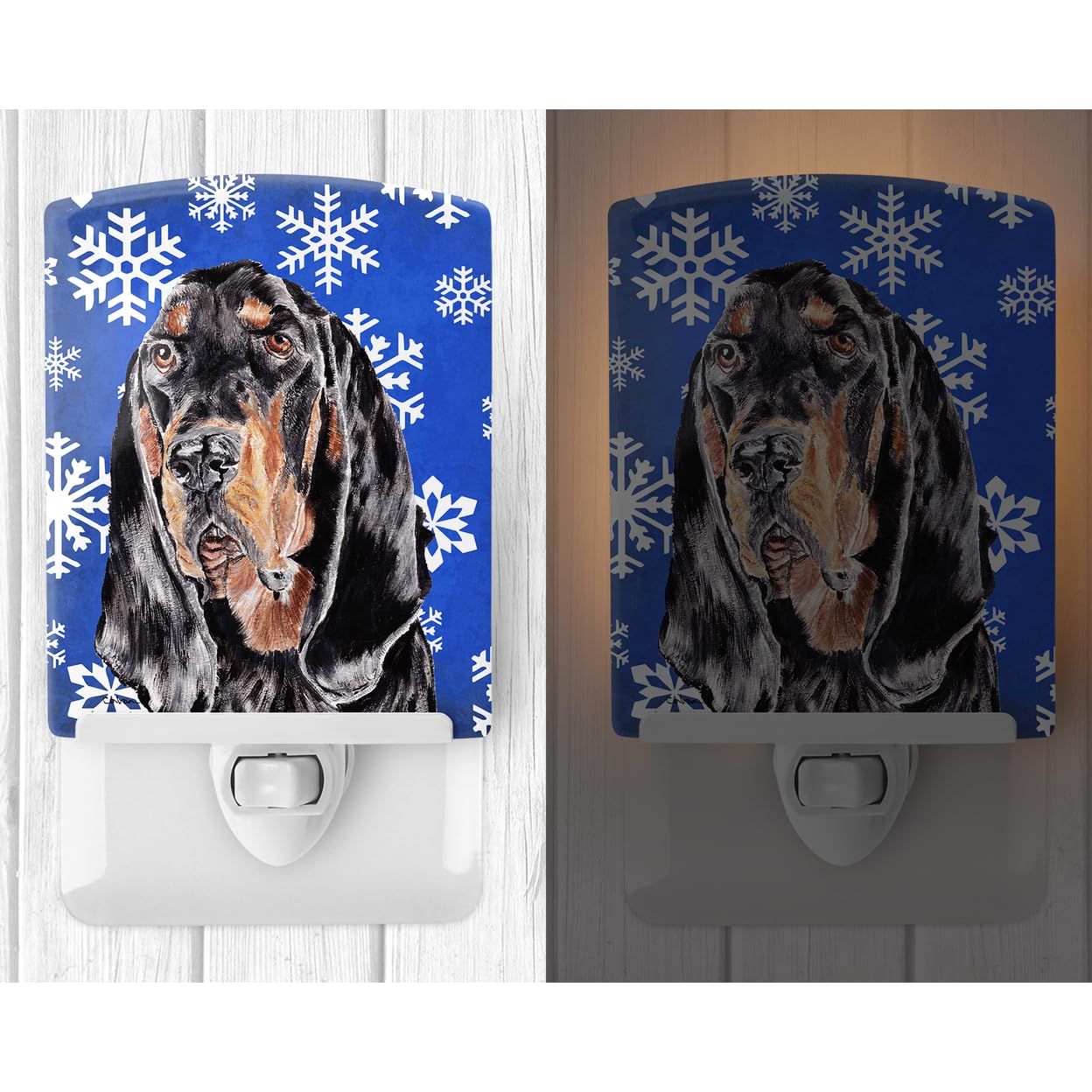 Carolines Treasures Ceramic Night Light, Black and Tan Coonhound, UL-Certified, 6x4x3in, Multicolor, Model SC9595CNL