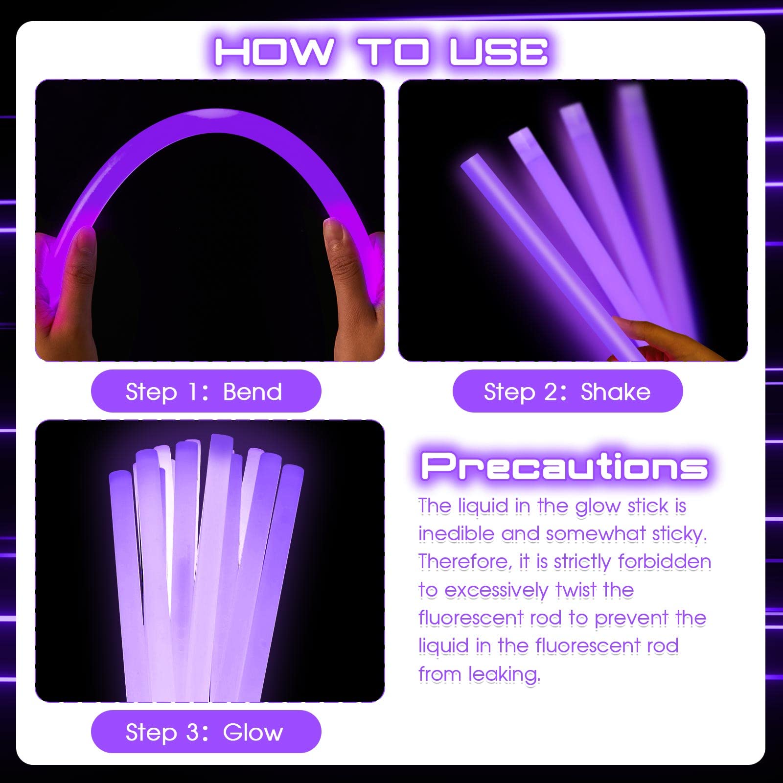 Lewtemi 10 Pcs Jumbo Glow Sticks - 14 Inch Purple Emergency Light Sticks for Halloween, Camping & Survival Kits
