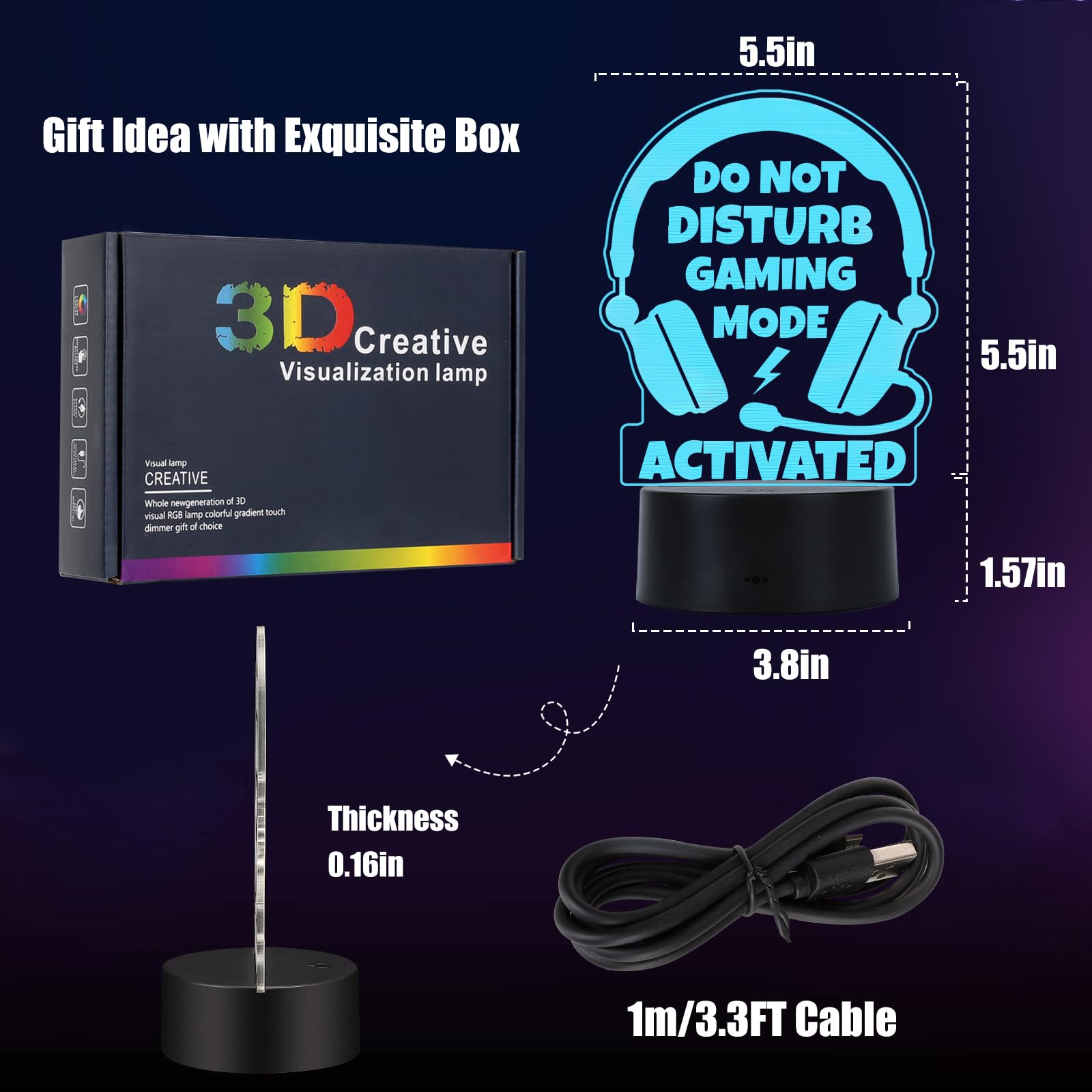 LuoHere LED Gaming Lamp - Acrylic Light Up Night Light for Teens, Do Not Disturb Model, Perfect Gamer Gifts for Boys and Girls