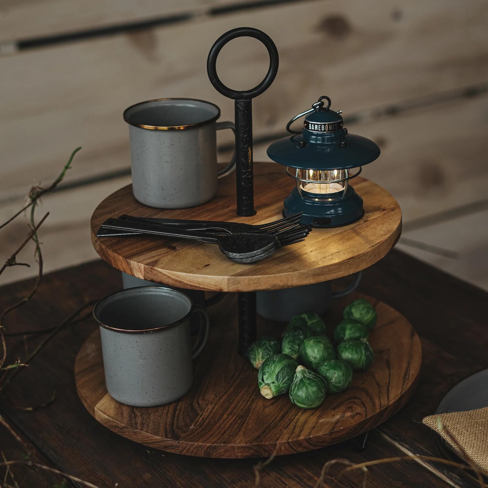 Barebones Edison Mini Lantern - Slate Gray, Vintage LED Camping Lantern with Adjustable Brightness - Compact Weatherproof Outdoo