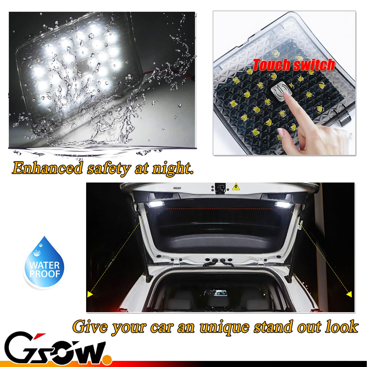 Gsowo 2 Pcs Led Trunk Overhead Lights For Toyo-Ta Rav4 2022 2023 2024  Rav4 Accessories Rear Hatch Door Lid Trunk Cargo Lamp Trunk Ceiling Lighting