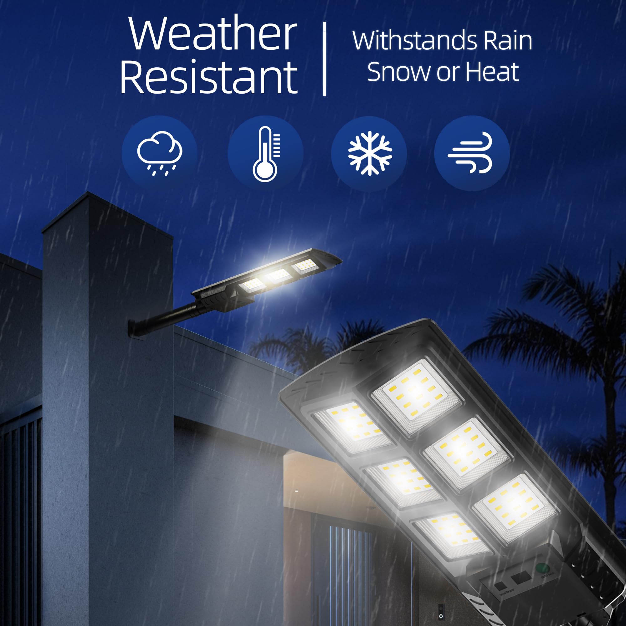 RKLAMPTECH Outdoor Solar Lights, Motion Sensor, Waterproof, 4 Pack, 150W, Black, Model RKFL24