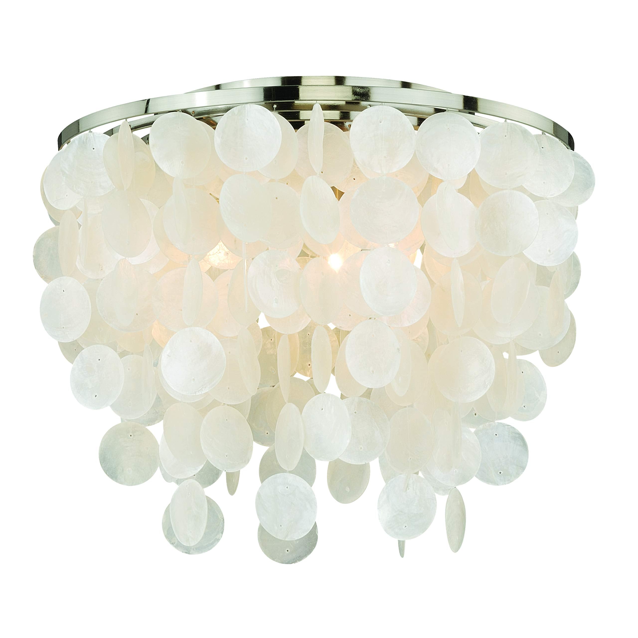 VAXCEL Ceiling Light Fixture, 16 in, Satin Nickel, Capiz Shell, Model C0079