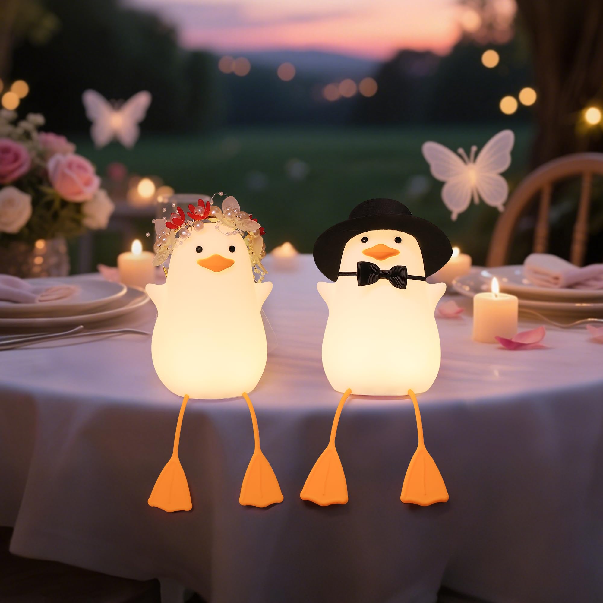 Anywin Groom Duck Night Light - Rechargeable, Timer & Dimmer, Creative Wedding Gift for Newlyweds, Model FS-S001-CB