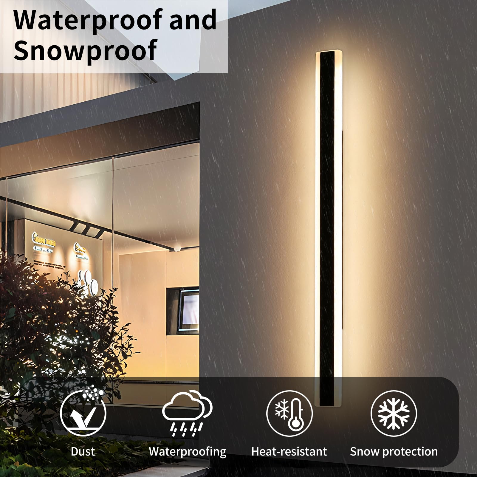 Daoseolo 71inch Dimmable LED Wall Sconce - Modern Iron Outdoor Light, 3000K-6000K, IP65 Waterproof, Remote Control
