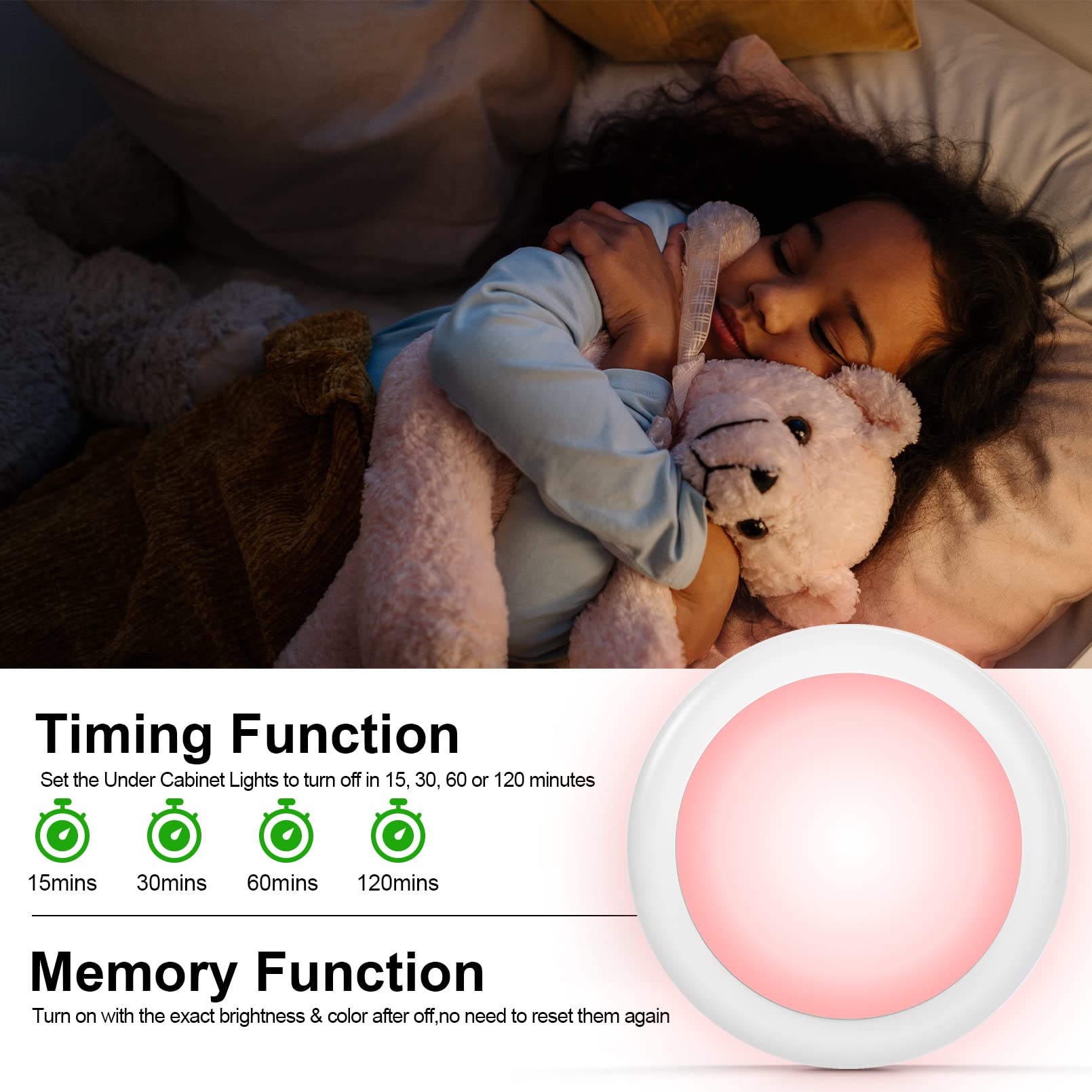 Hfcdl Led Puck Lights With Remote Control, 50Lm Rgbw Color Changing Closet Battery Light, 13 Colors Stick-On Under Cabinet Light