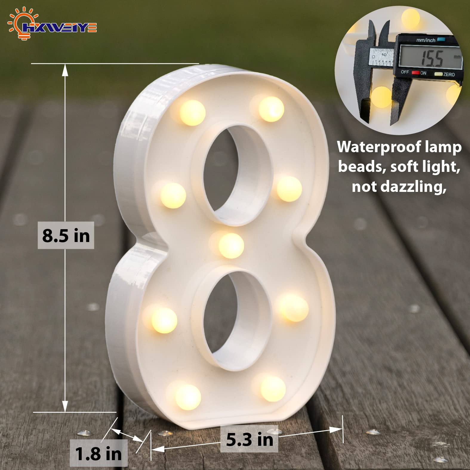 HXWEIYE LED Marquee Number Lights Sign, 26 Letters & 10 Numbers, Warm White, Battery Powered for Party & Christmas Decor