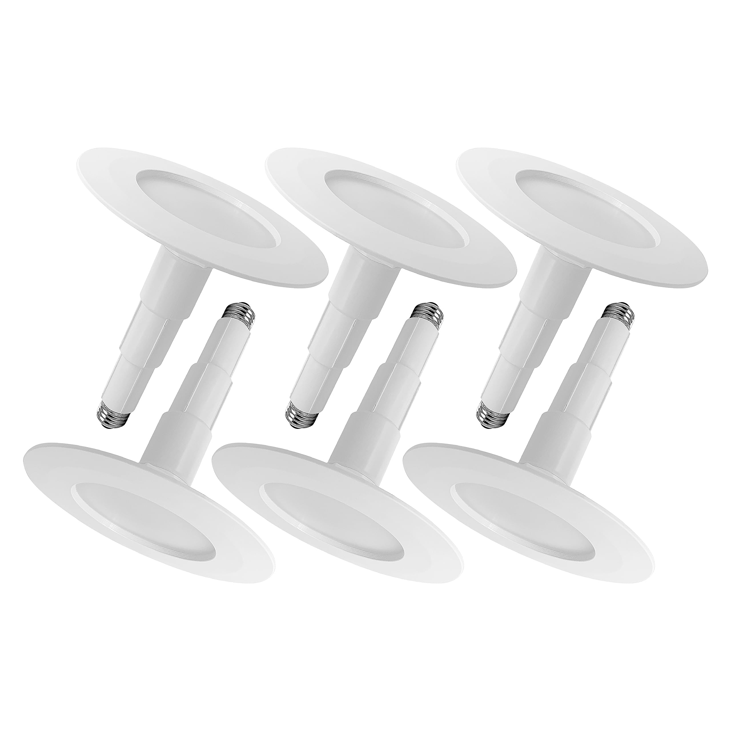 Soliseed 5/6 Inch Retrofit LED Recessed Lighting,12W=60W,5000K Daylight,800LM,Height Adjustable Retrofit Downlight ETL Damp Rated,Dimmable,Bevel Trim,Recessed Lights Easy Install,6-Pack