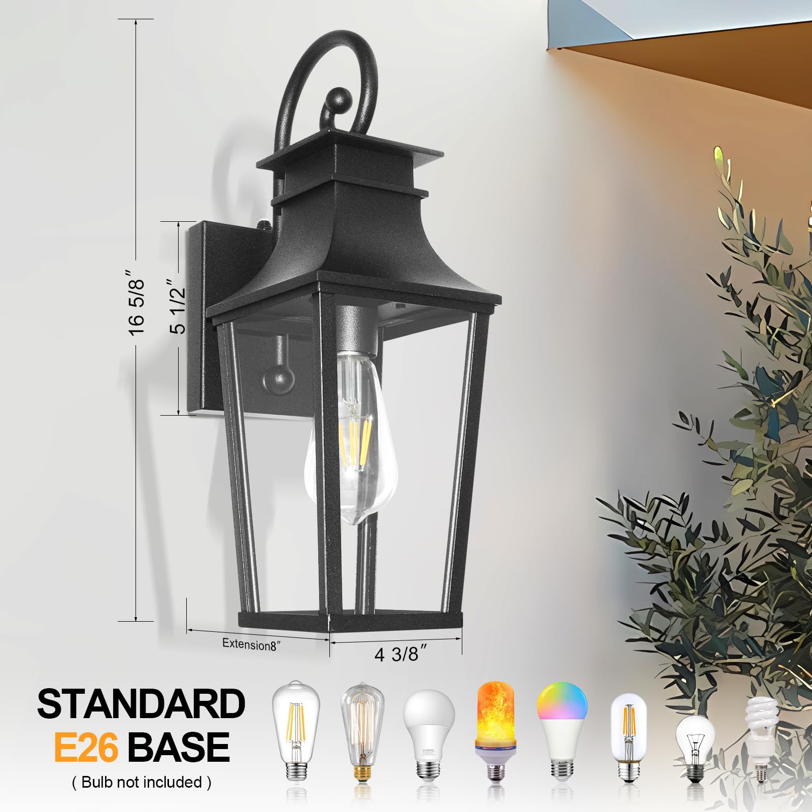 Alvime Dusk To Dawn Outdoor Wall Lights Fixture, Exterior Wall Lanterns, Porch Outside Lamps Sconce For Entryway, Front Door Bac