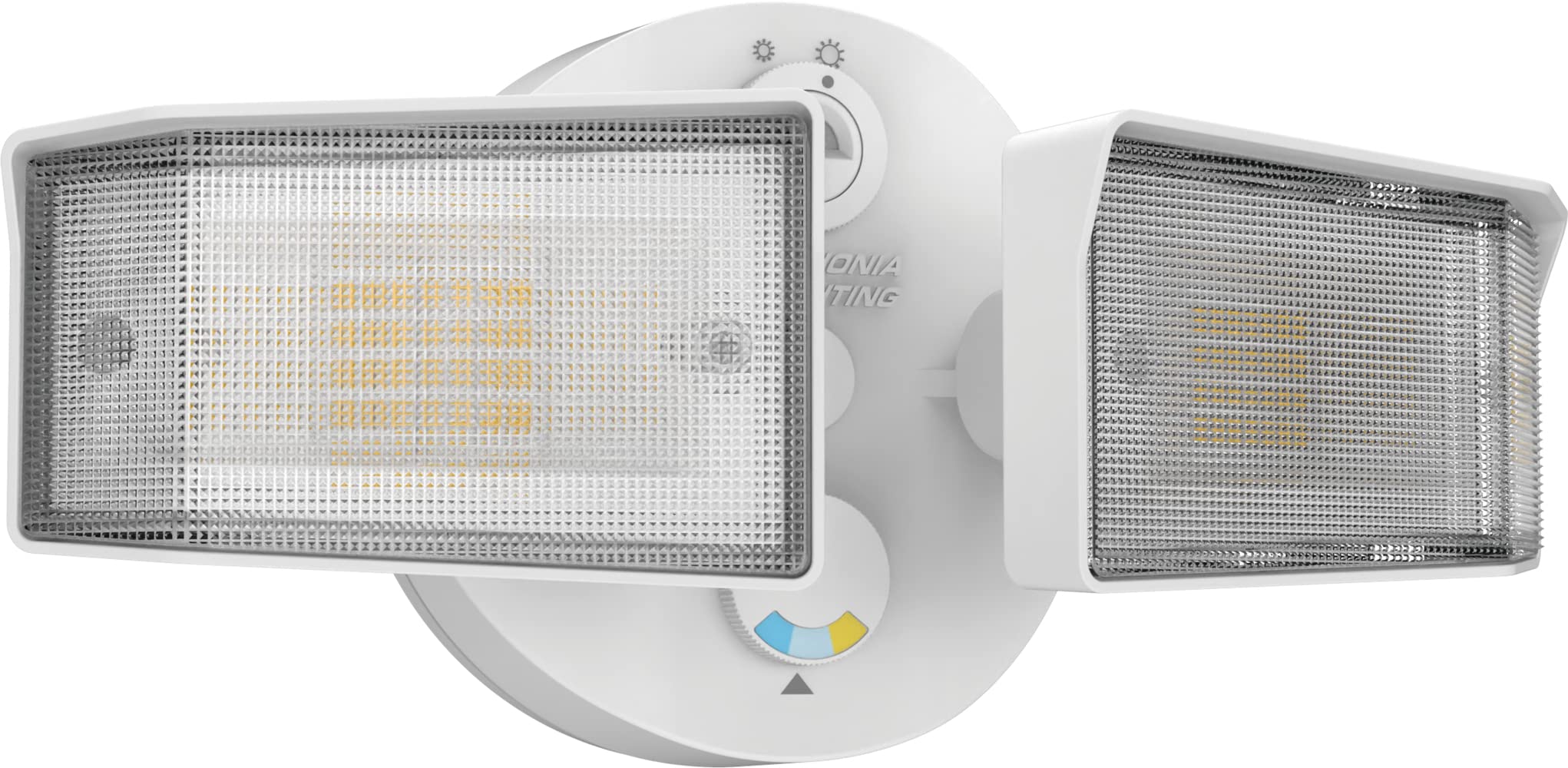 Lithonia Lighting LED Outdoor Security Floodlight, 2-Lights, Adjustable Output, Photocell, White, Model HGX LED 2SH ALO SWW2 120 PE WH M2