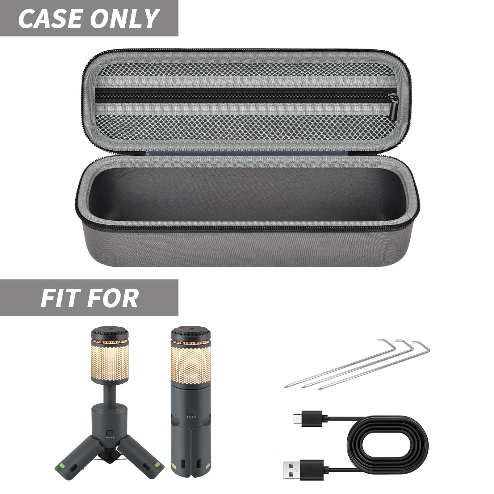 Boobowl Camping Lantern Case - Grey, 132 Cubic Inches, EVA Material, Compatible with BYSOU/AsFrost/SupeDesk/Outask