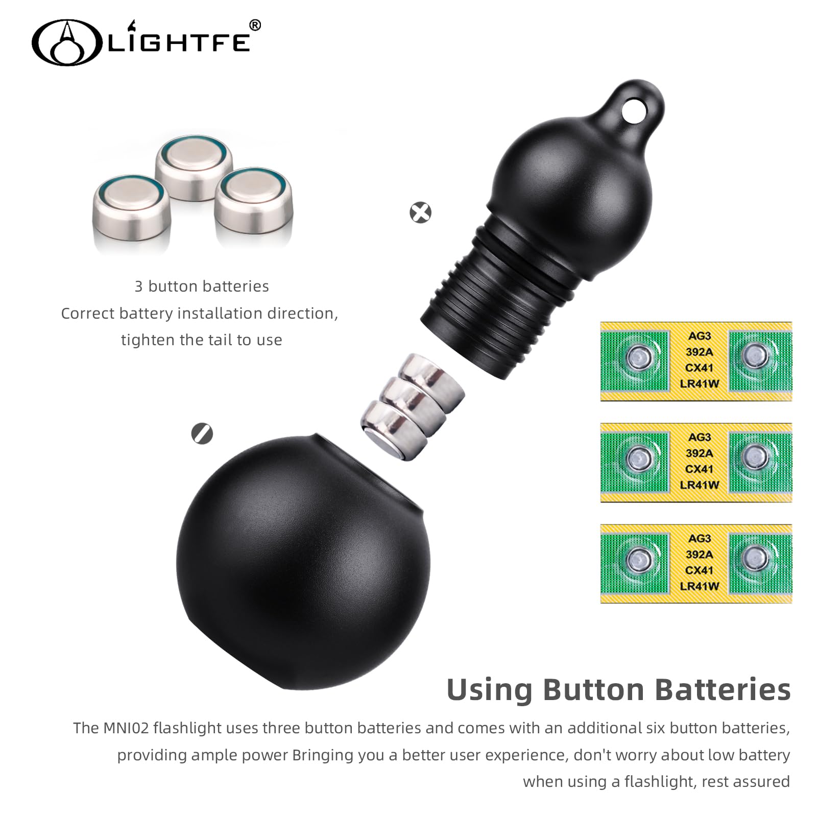 Lightfe Mini Flashlight Keychain Jewelry Mini Light Handheld Emergency Light (Mini02 Black)
