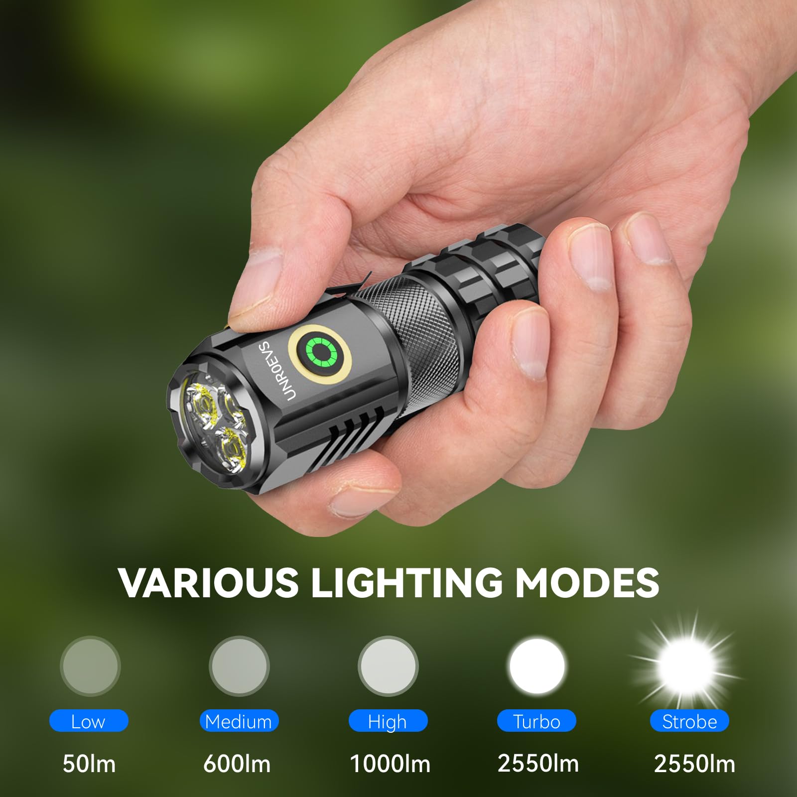 Unroevs 2-Pack Xc06 Mini Flashlight Rechargeable,Pocket Flashlight With Magnet,Super Bright Small Compact Flashlight,5 Modes Edc
