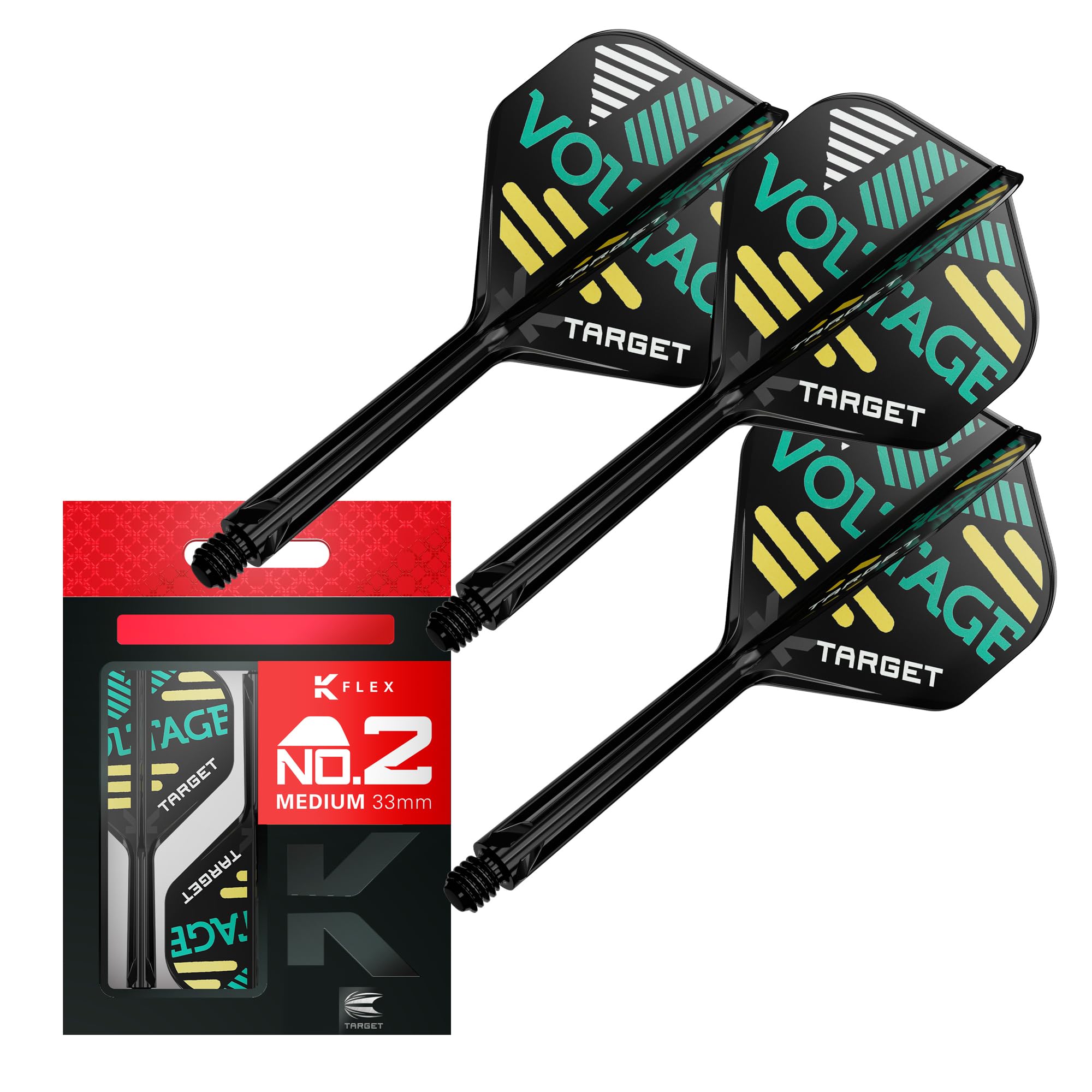 Target Darts Rob Cross K Flex Flights and Shaft System, Medium (33mm), Black, Pack of 3