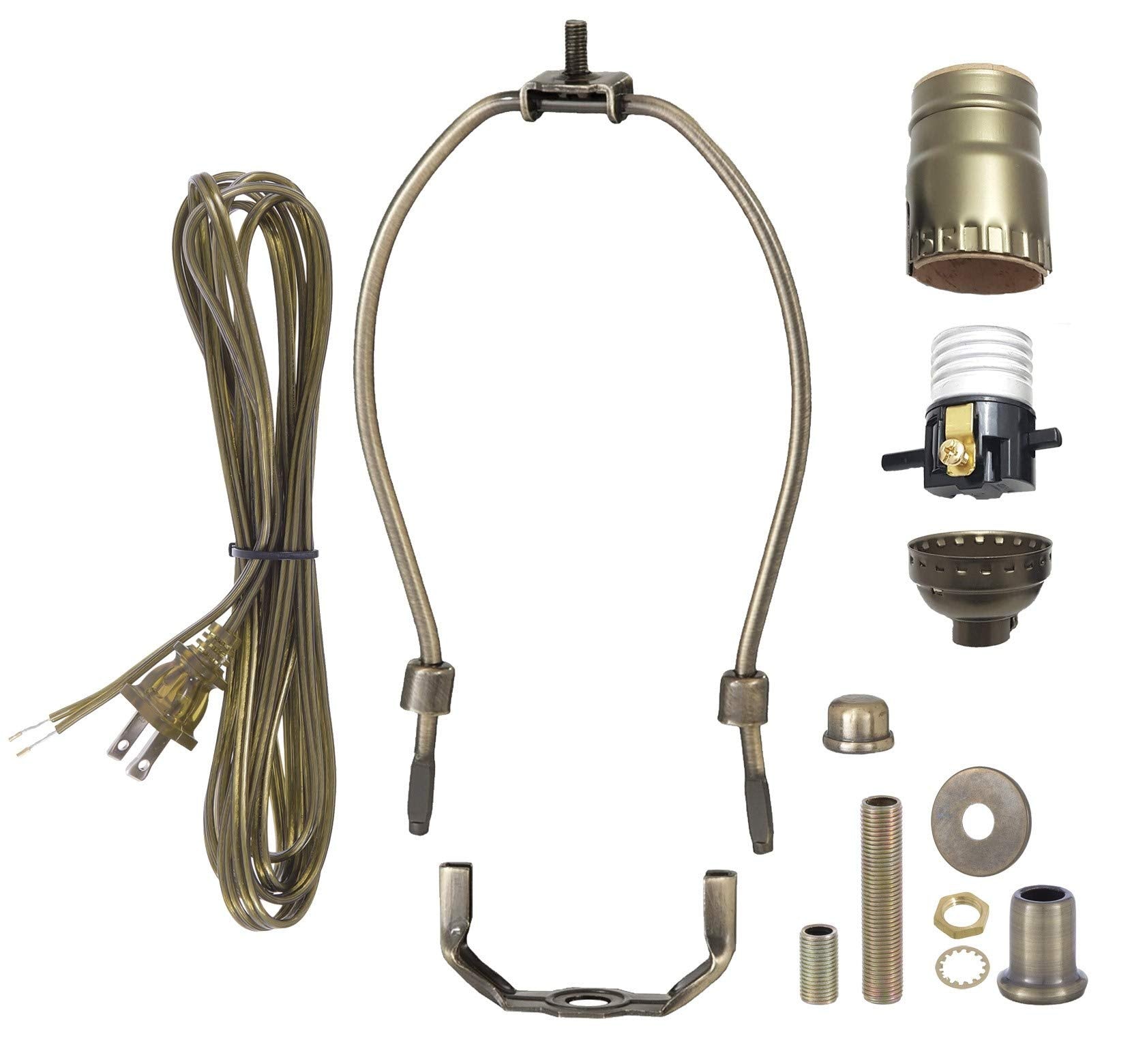 B&P Lamp Antique Brass Finish Table Lamp Wiring Kit, 7 Inch Harp, Model 30552A8
