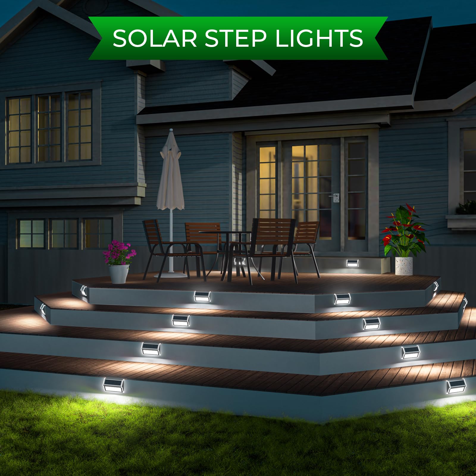 Jsot Solar Step Deck Lights For Outside Decorative - 10Pack Solar Stairs Lights Outdoor Waterproof For Yard Garden Landscape Poo