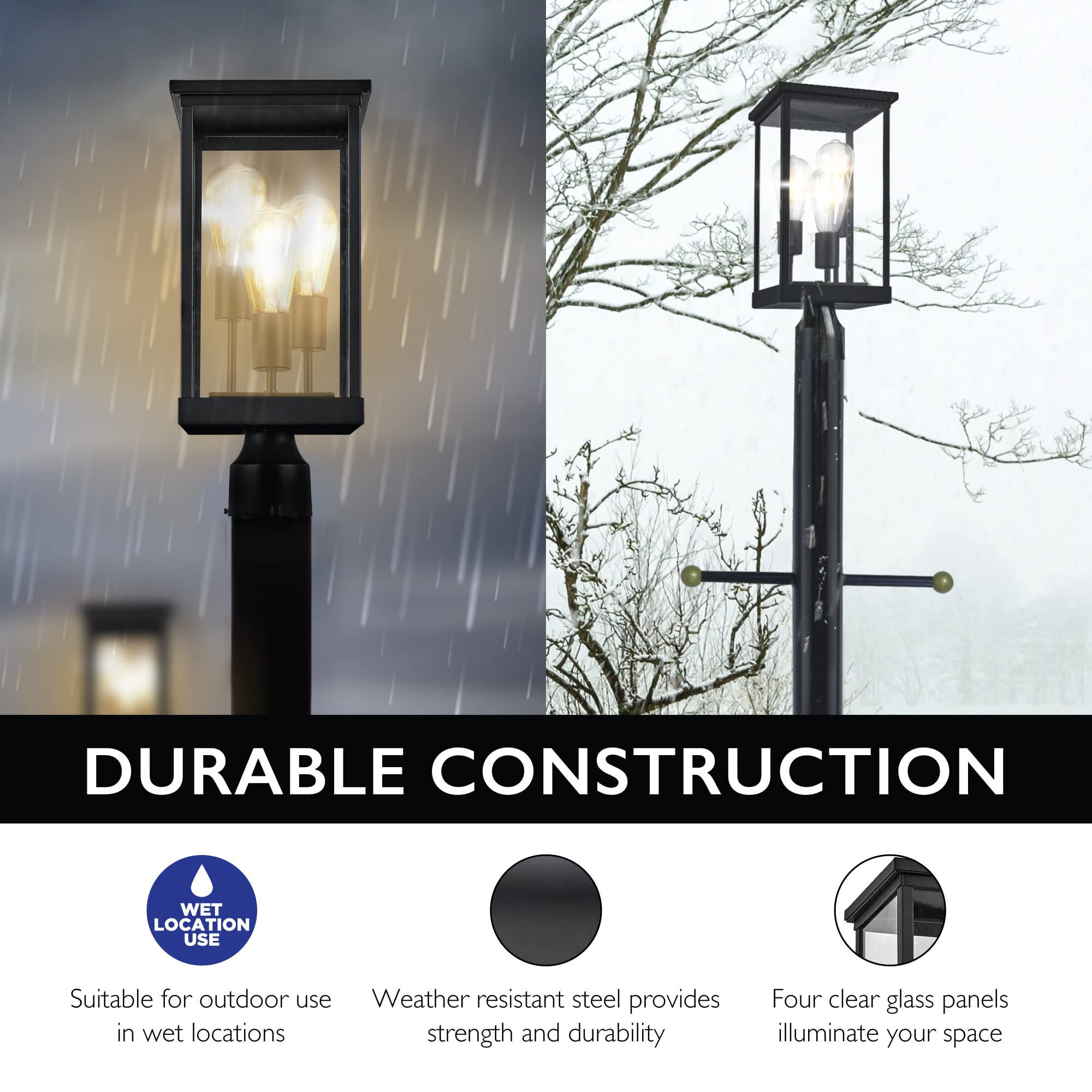 Design House Mayfield Outdoor Lights With Clear Glass, Modern Outdoor Post Lights - Backyard Lights Outdoor For Patio, Driveway,