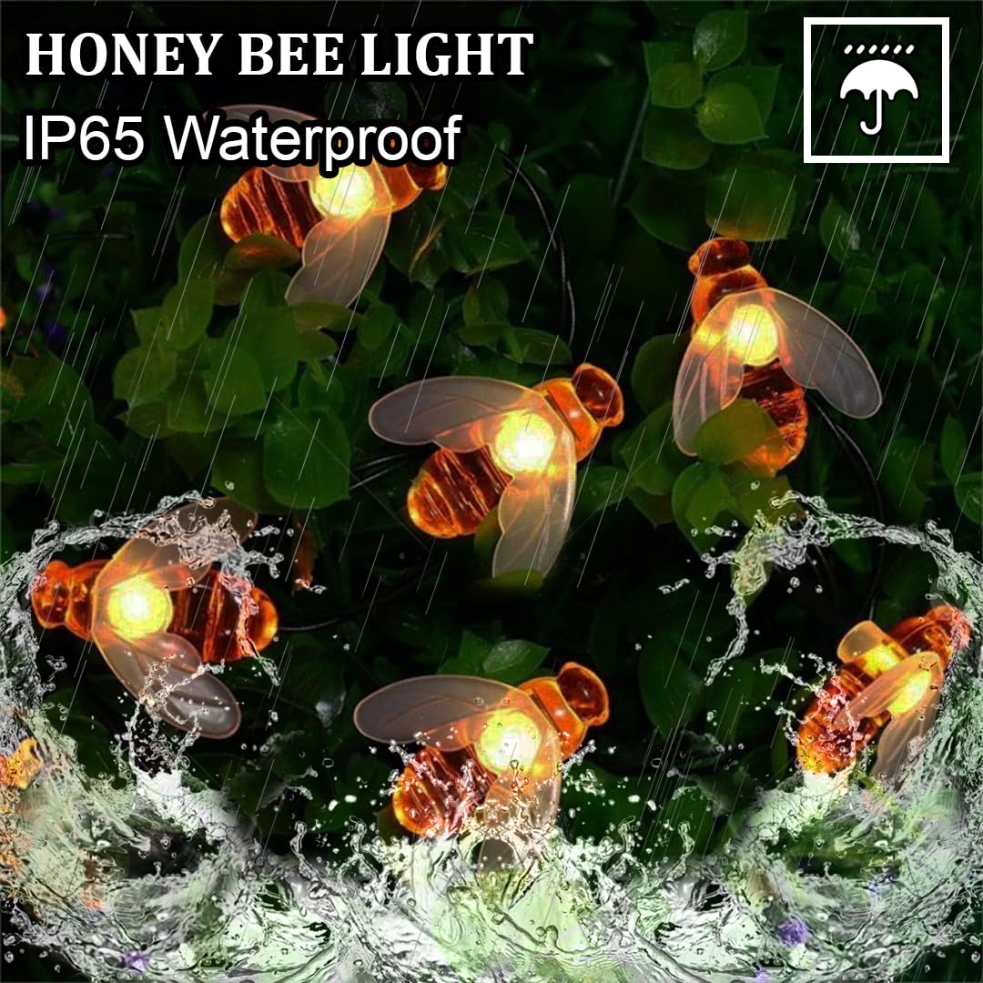 fizzytech Plastic Honey Bee String Lights of Home Decoration Diwali Light for Decorations (3 Meters 14 Led,Warm White)