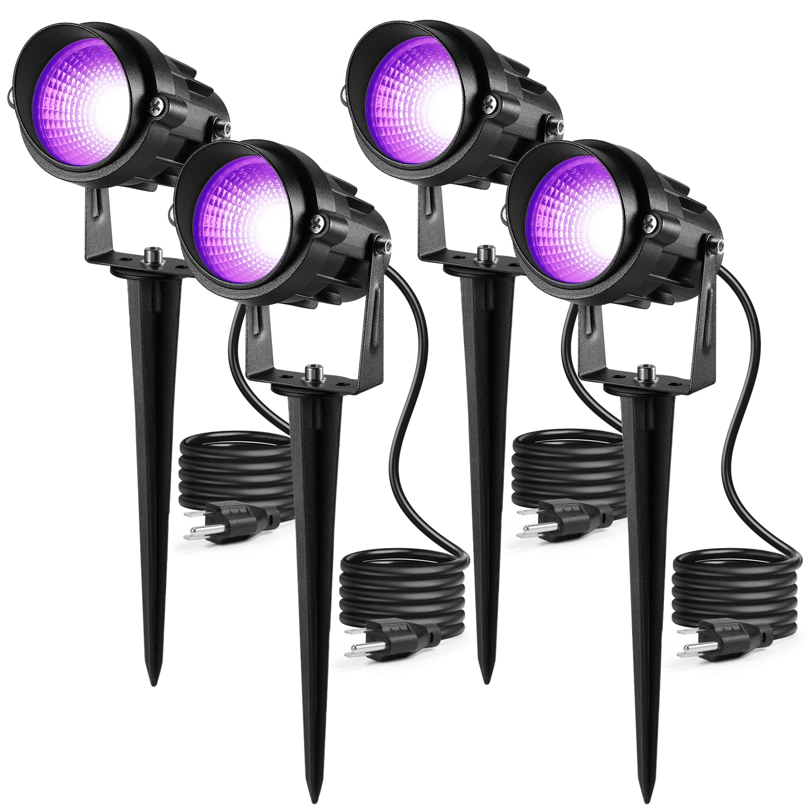 Junview LED Halloween Black Lights 12W Outdoor Blacklight Spotlights with US Plug IP66 Waterproof for Dance Party Glow in The Da