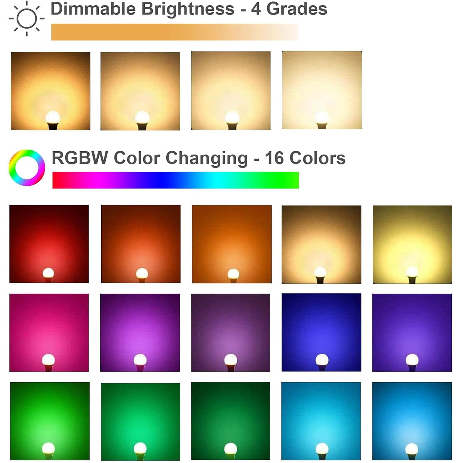 Afinsea 4 Pack Rgb Color Changing Light Bulbs With Remote,Rgbw Led Light Bulbs,9W Warm White 6500K,16 Color Multicolor A19 E27 D