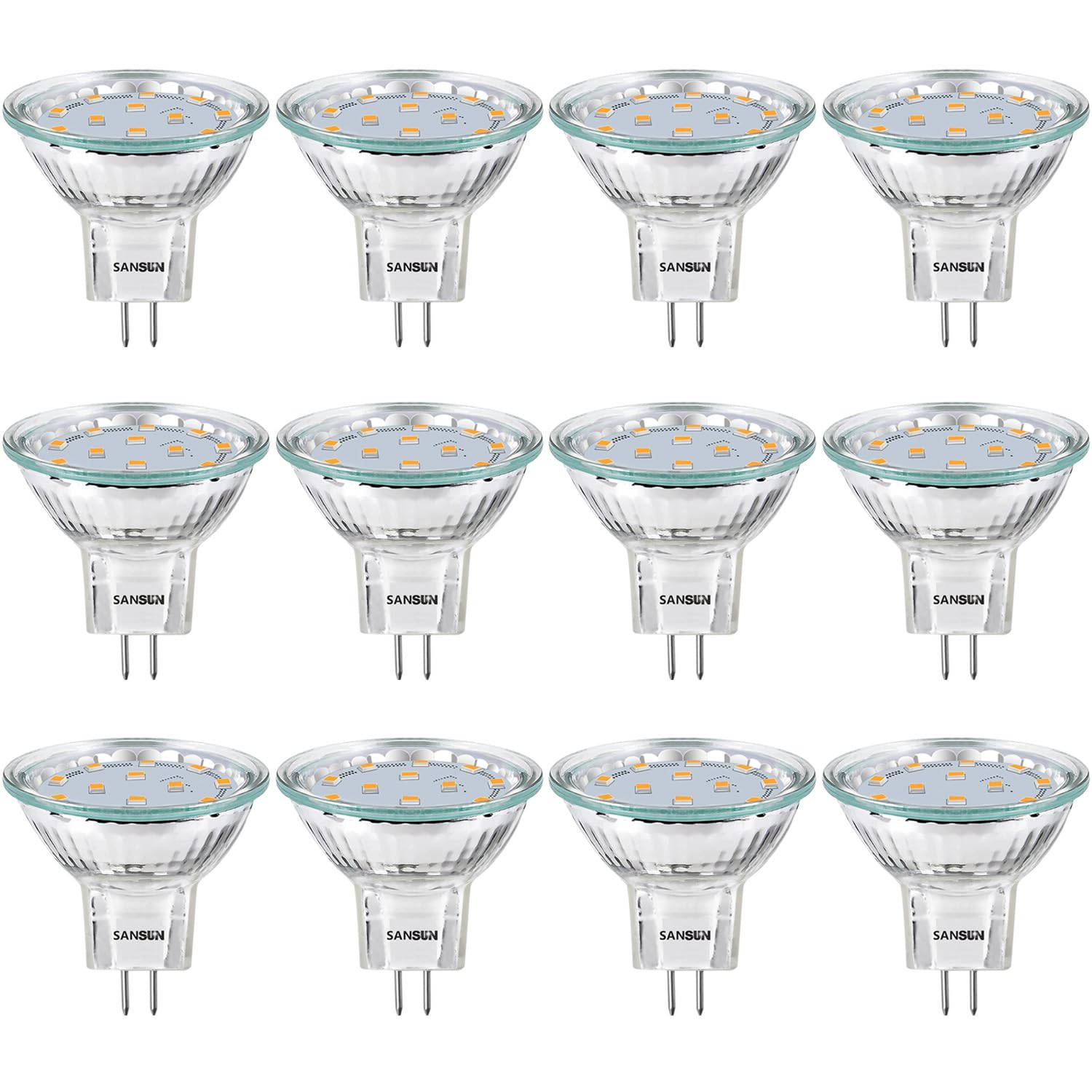 Sansun 3W Mr11 Led Bulbs, 12V Soft White 3000K, Gu4 Bi-Pin,