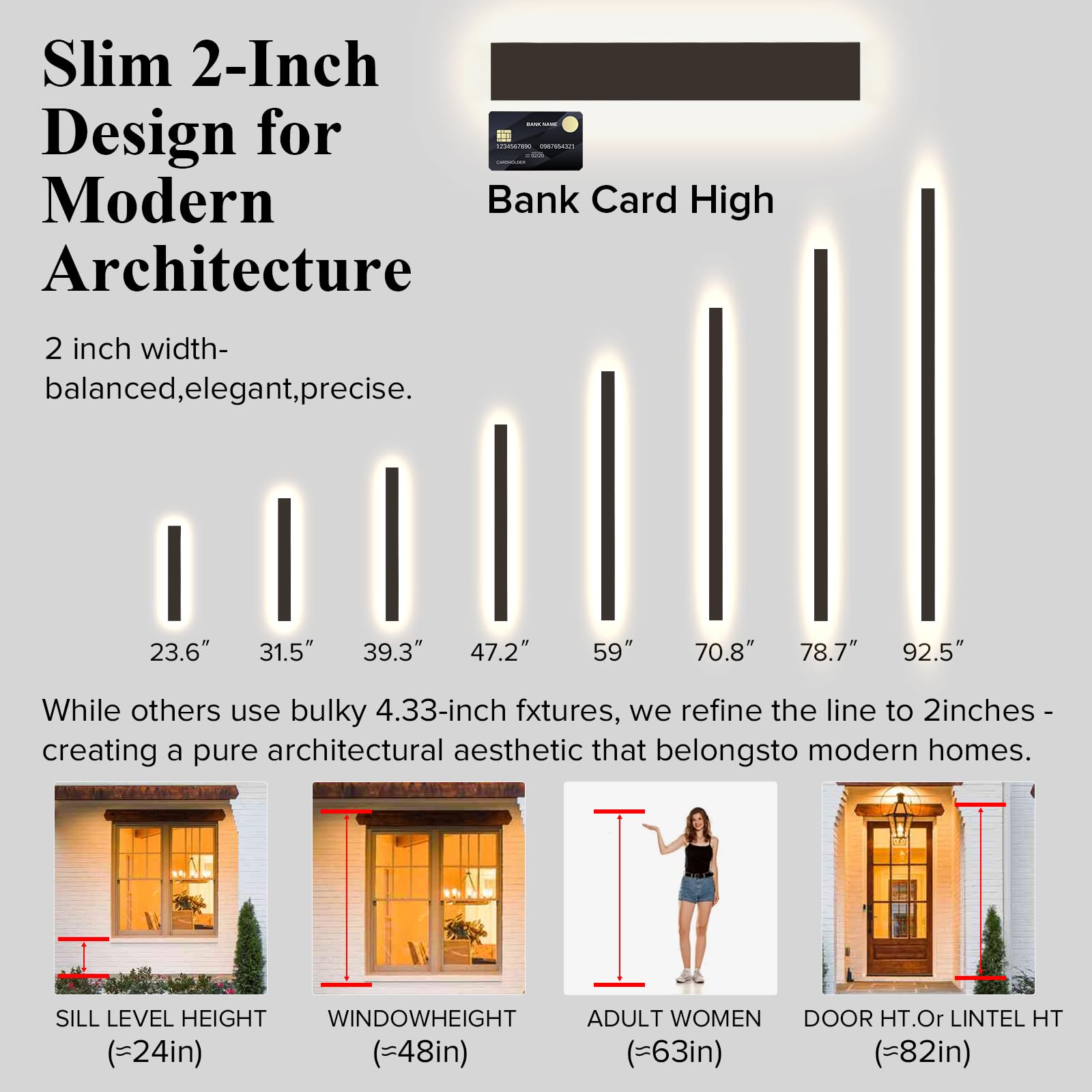 Sjiguangz 39 Inch Modern Outdoor Wall Lights  3Cct Color Selectable Outdoor Wall Sconce With Remote Control  Ip65 Waterproof Exterior Linear Wall Led Light For House Garage 3000K-6000K