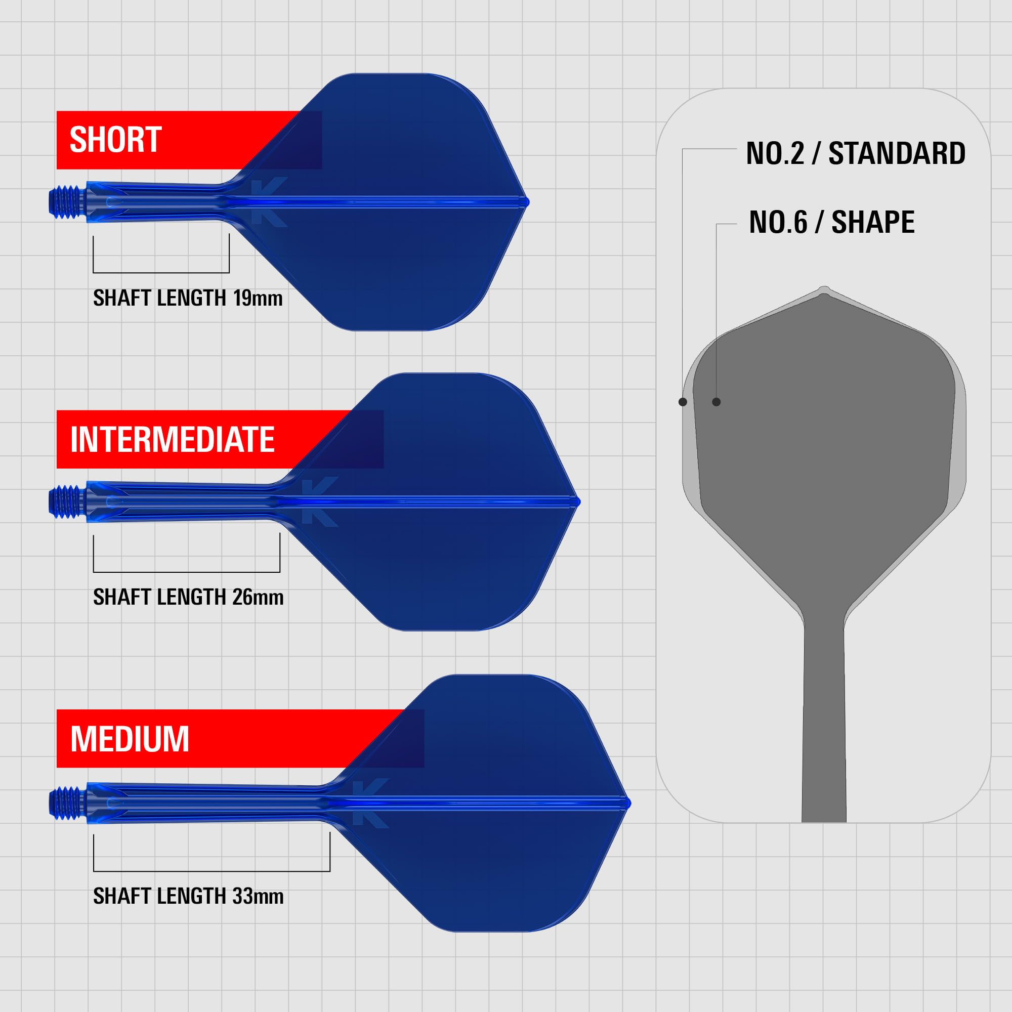 Target Darts K Flex Integrated Dart Flights And Shafts  No.2 Blue (Medium) | Pack Of 3 K-Flex - No2  Kflex All In One Moulded Dart Flight & Stem | Professional Dart Accessories
