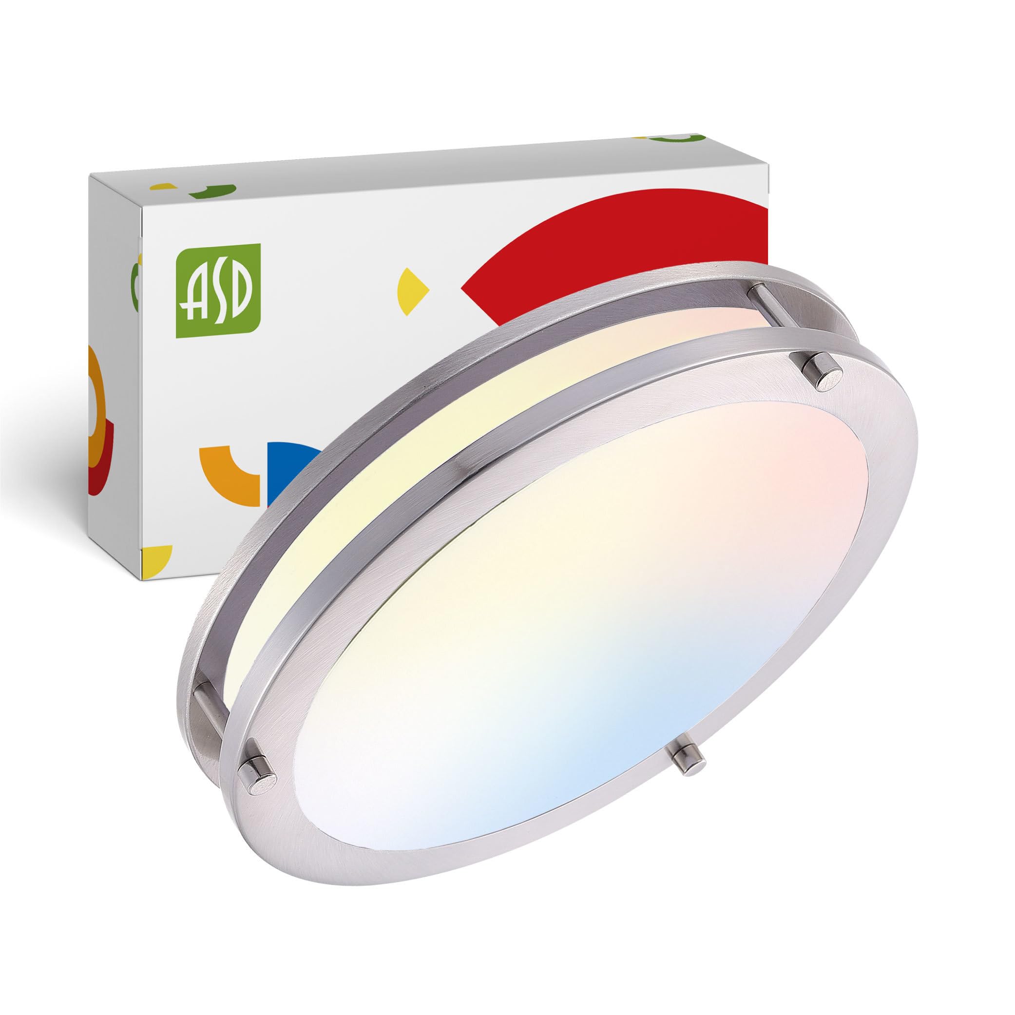 ASD LED 12 Inch Round Flush Mount Light Fixture | 20W 1600LM 3000K-5000K 100-277V | 3CCT, Dimmable, Energy Star, ETL Listed | Cl