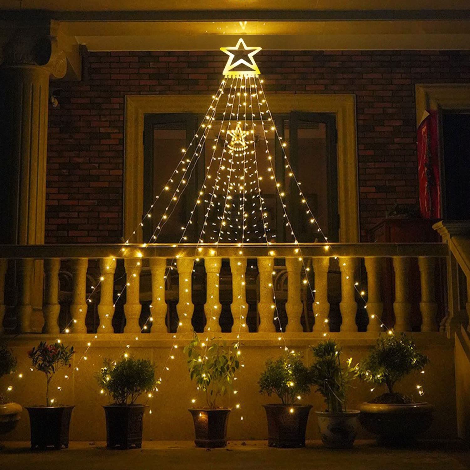Miniao 320 Led Star String Lights - 11.5 Ft Warm White Outdoor Christmas Decorations