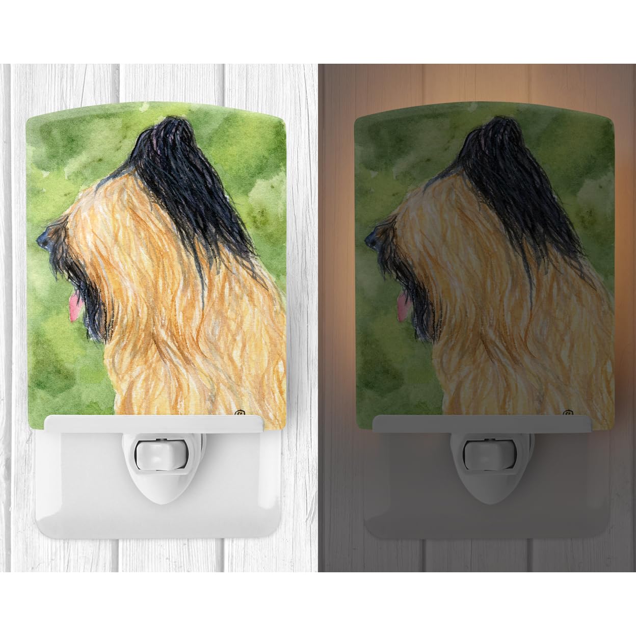 Caroline'S Treasures Ss8783Cnl Briard Ceramic Night Light Compact, Ul-Certified, Ideal For Bedroom, Bathroom, Nursery, Hallway, Kitchen, 6X4X3, Multicolor