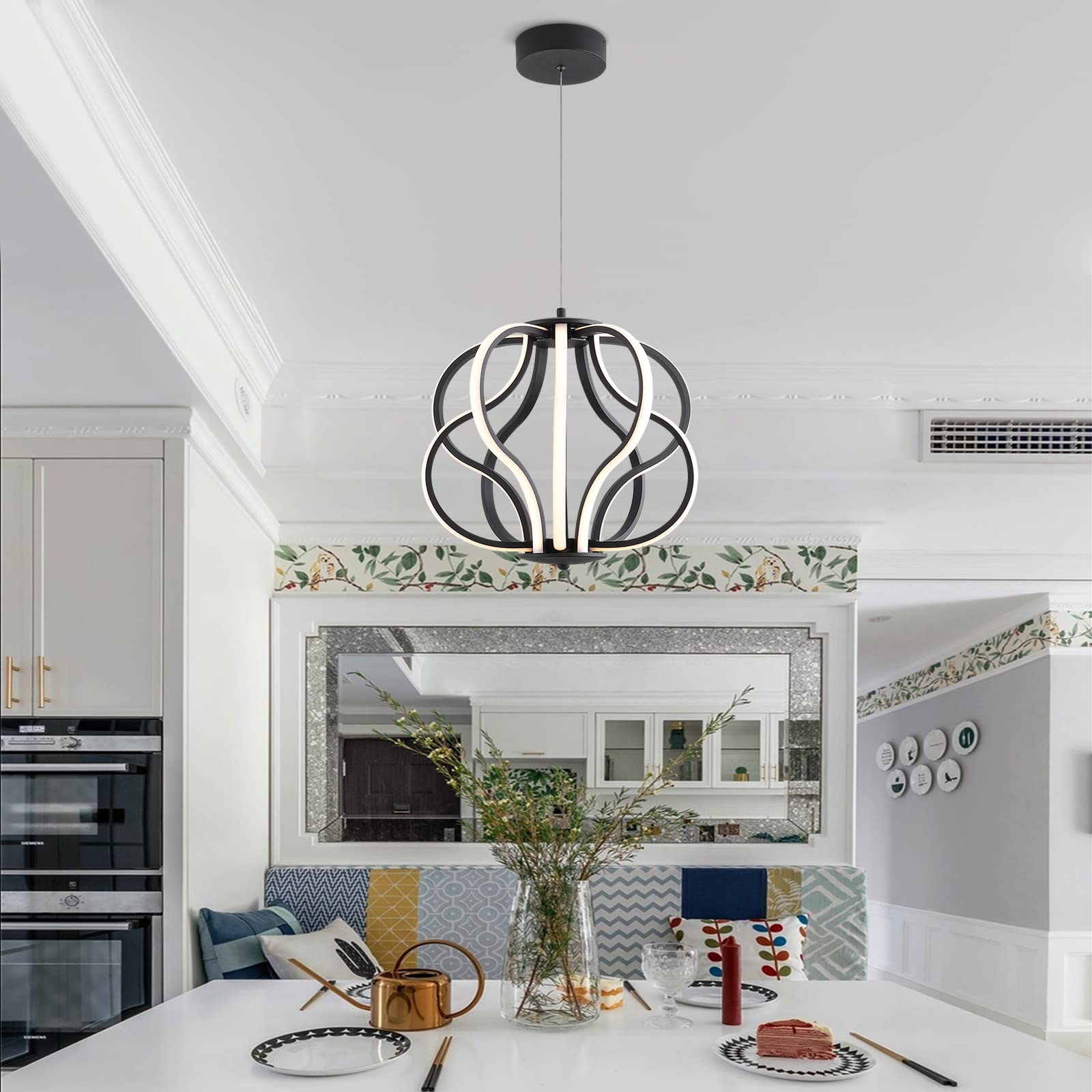 Modern Led Chandelier Black Hanging Pendant Lights, Easy Install Suitable For Dining Room Living Room Bedroom Kitchen And Corridor (10 Light, Black)