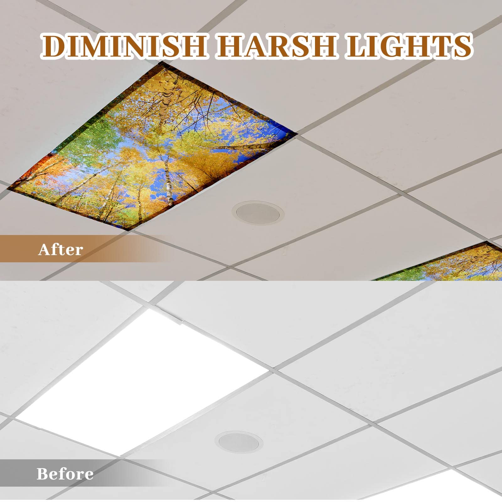 Hortsun 4 Pack Fluorescent Light Covers Magnetic Shade Panel 4 x 2 Feet Tree Model Hortsun-WA-7.27