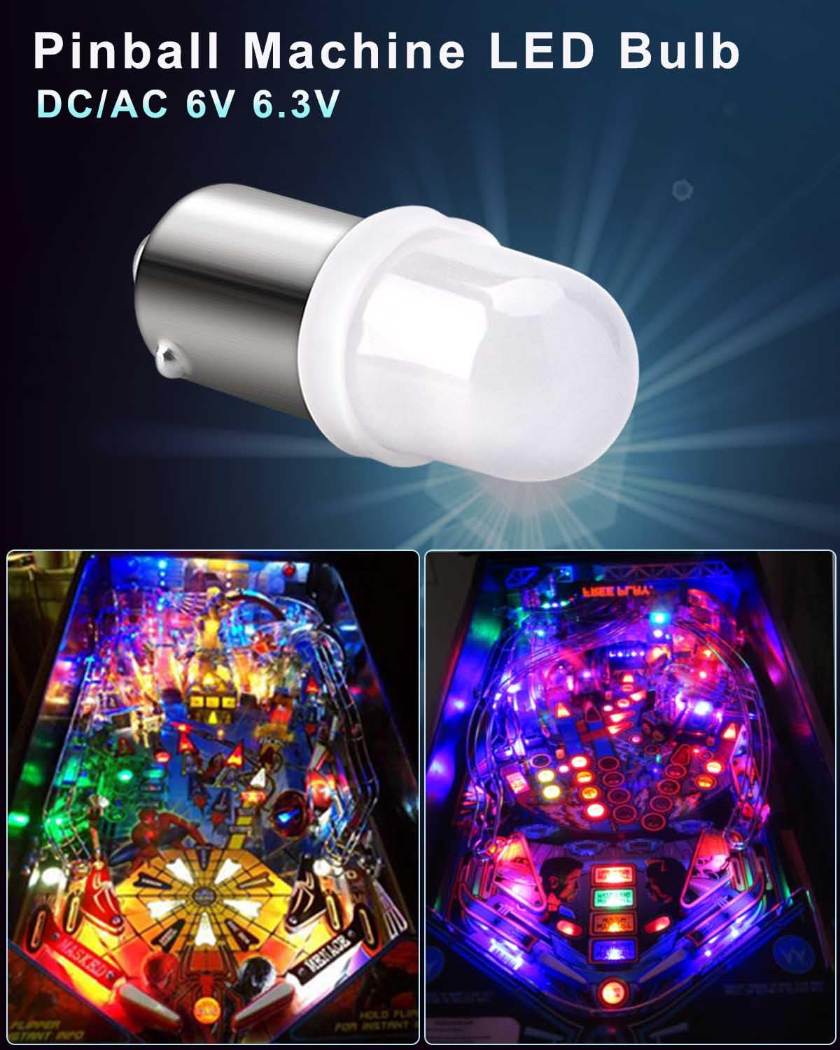 Keiurot 47 Bulb T47 BA9S LED Bulbs for Pinball Machines, White, 15 Count Pack, 6V Nonpolarity