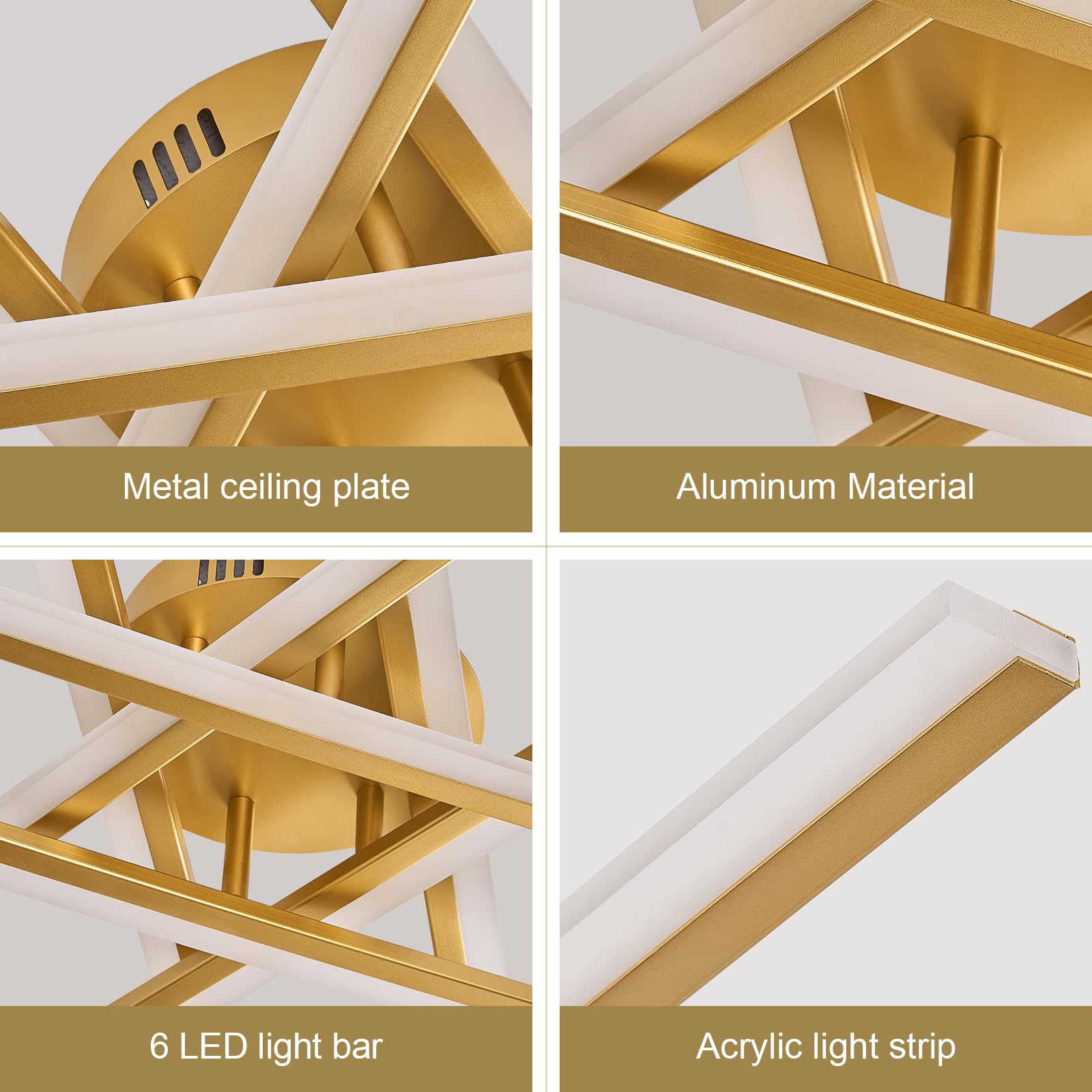 Airyphant 6-Lights Led Chandelier Modern Semi-Flush Mount Ceiling Light 44 Remote Control Ceiling Lighting Fixtures For Living Room Bedroom Kitchen Foyer